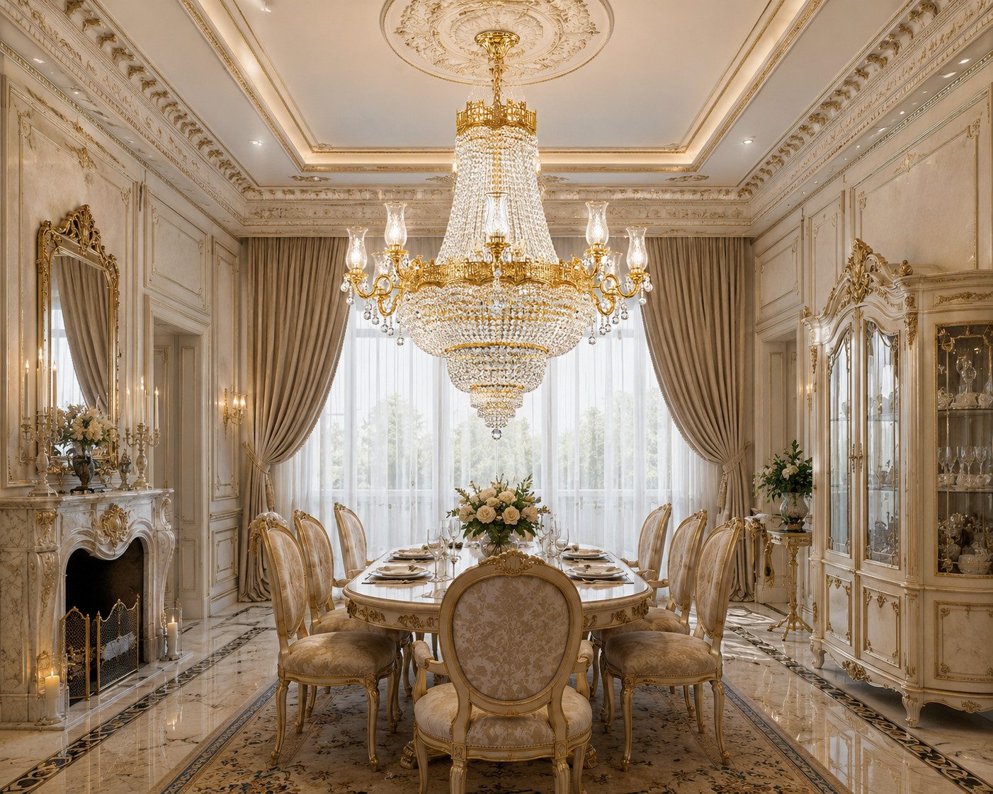 JVmoebel Kronleuchter Imperial Kristall Kronleuchter Versailles Gold 8-flammig Sofort, E14 Kerzenlampen, Neutralweiß, Kaltweiß, Warmweiß, Luxuriöses Kristalldesign, Goldfarbene Metallverarbeitung