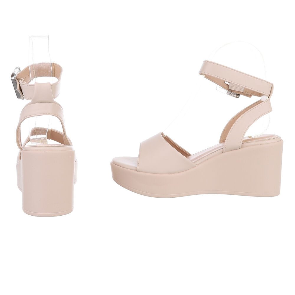 Ital-Design Elegante Keilsandalen für Damen mit verstellbarem Riemen Plateausandaletten (89852405) Keilabsatz/Wedge Keilsandaletten in Beige