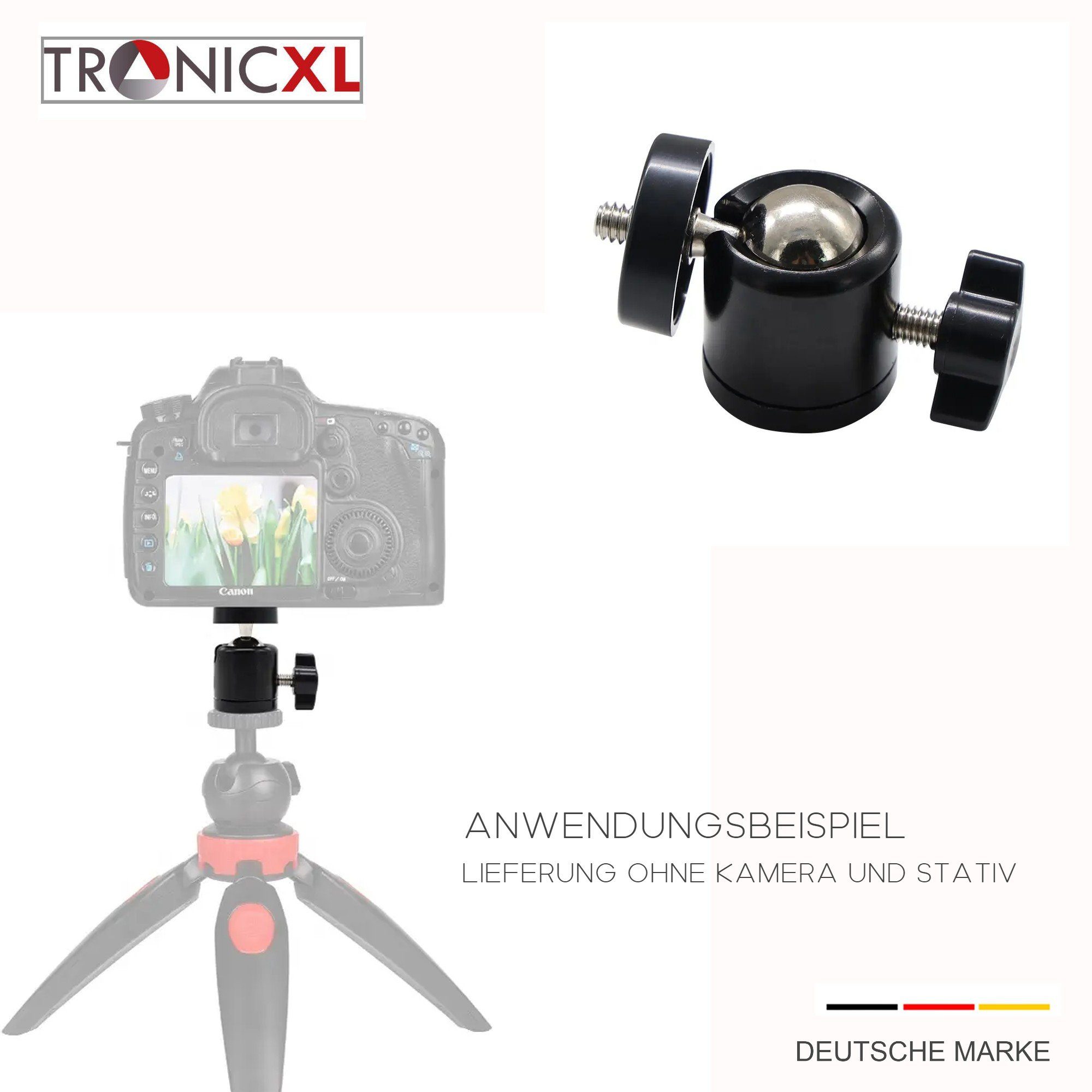 Kugelkopf Stativ TronicXL Kamera Zubehör 360° Adapter Foto 1/4" Stativkopf Stativhalterung