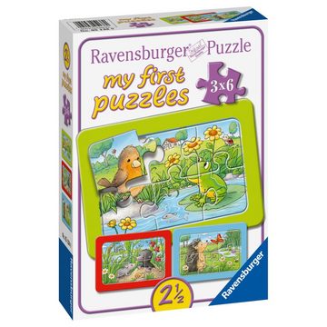 Ravensburger Rahmenpuzzle Kleine Gartentiere 3 x 6 Teile, Puzzleteile