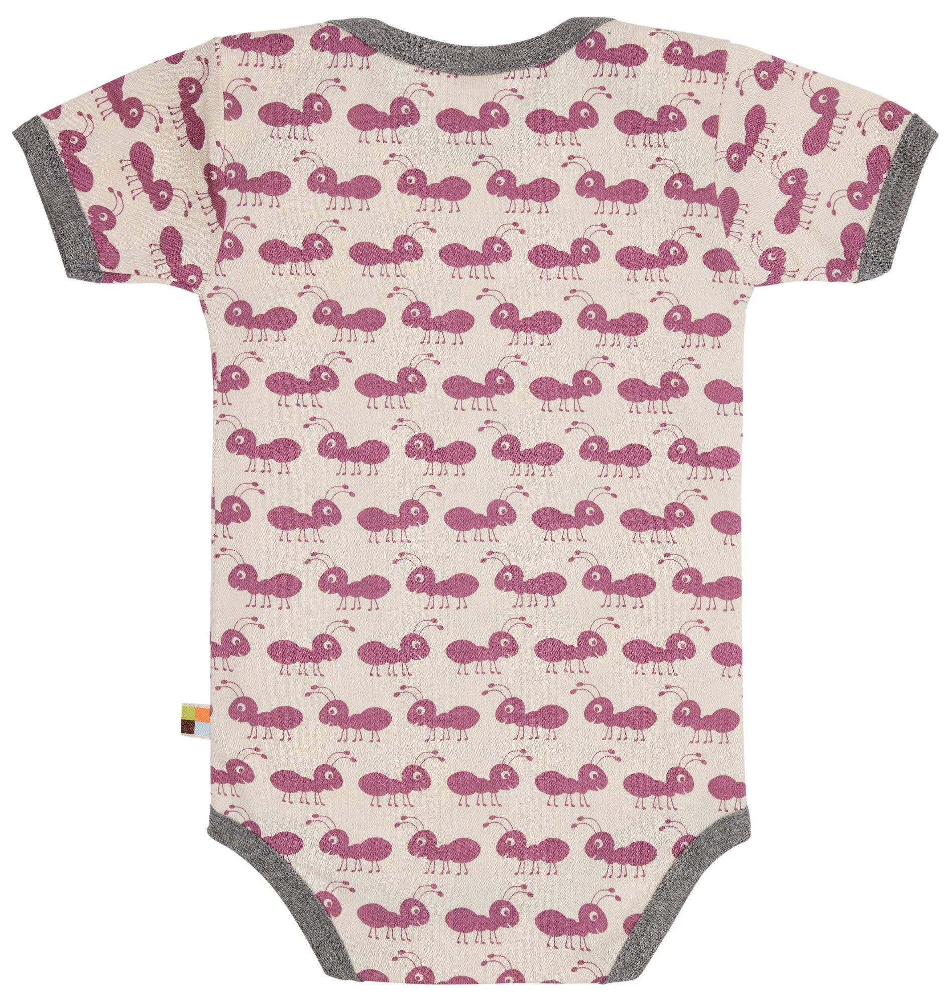 loud + proud Kurzarmbody mit Ameisen Druckmotiv Bio Baumwolle, GOTS