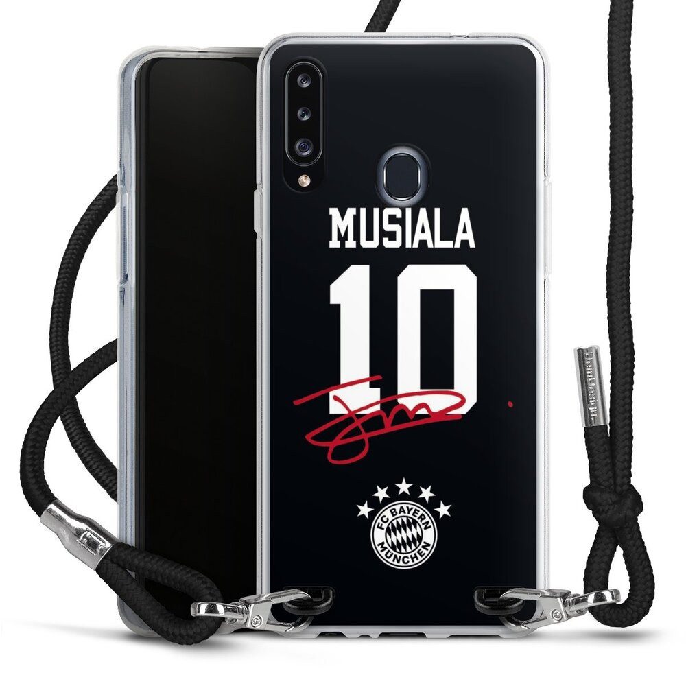 DeinDesign Handyhülle FC Bayern München Jamal Musiala FCB Musiala 10, Samsung Galaxy A20s Handykette Hülle mit Band Case zum Umhängen
