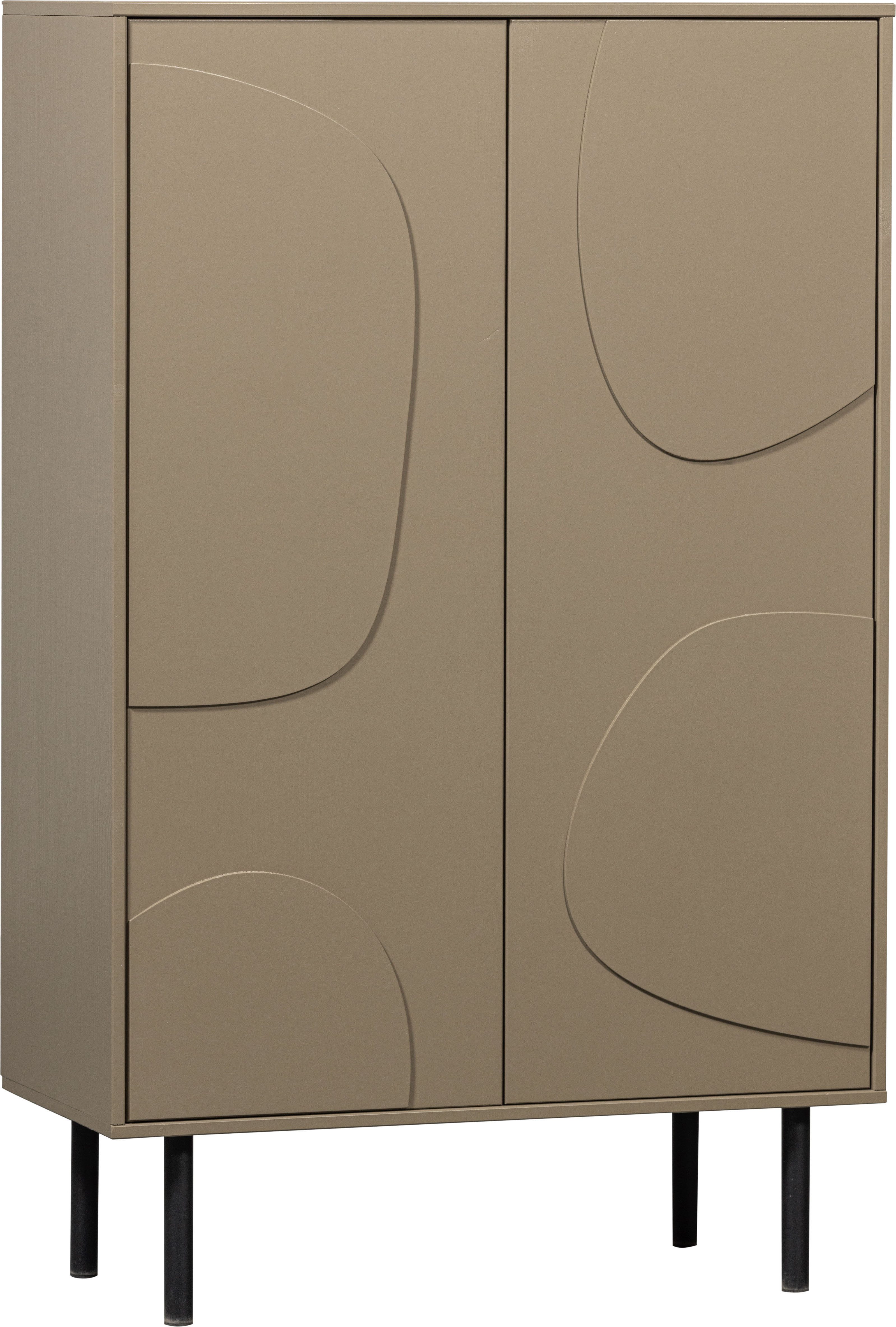 WOOOD Highboard Cadiz FSC®-Kiefernholz mit Druckmechanismus, H 135 x B 85 x T 40 cm, Tragkraft 15 kg pro Boden, Metallgestell, sichtbare maserung