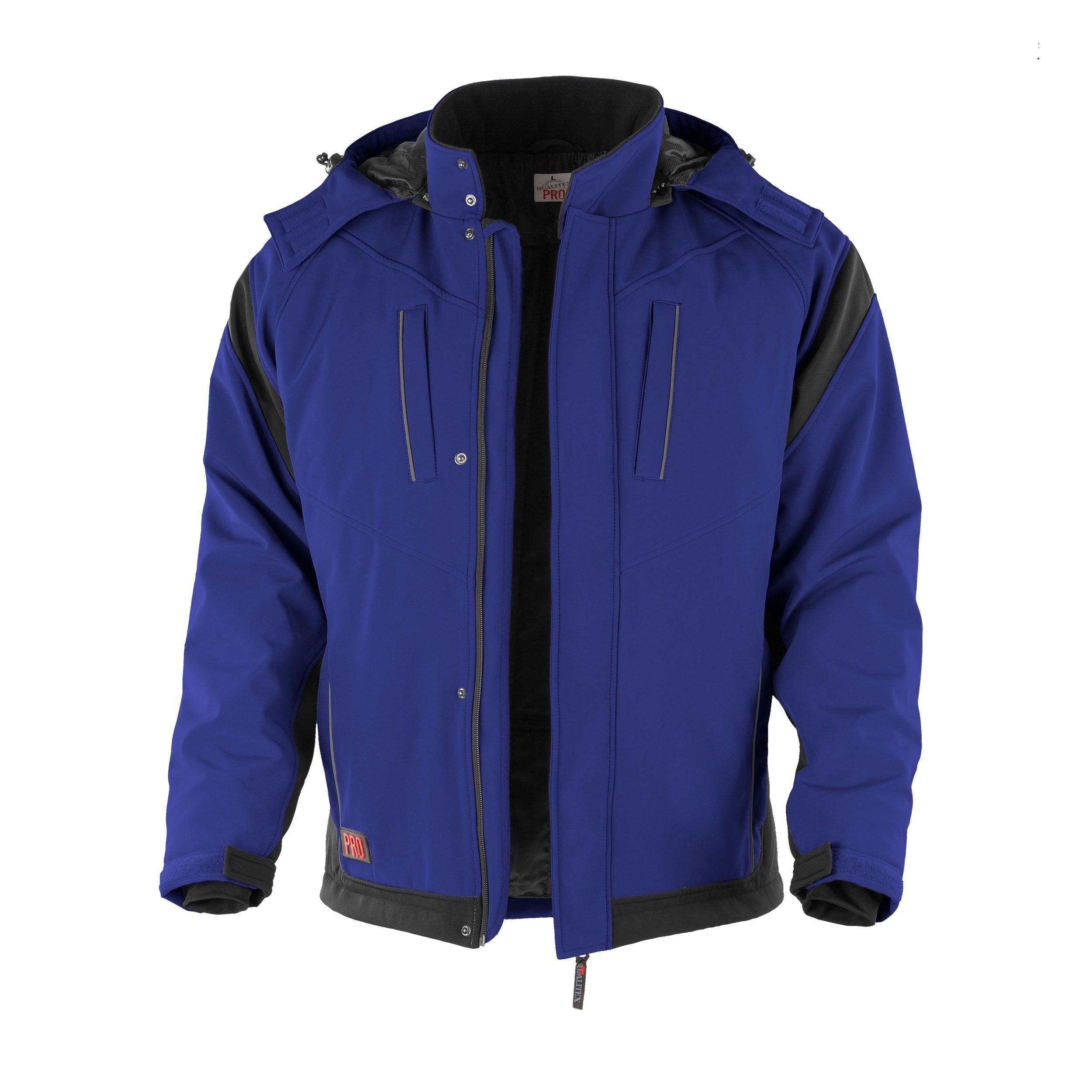 QUALITEX HIGH QUALITY mit Winterjacke kornblau/schwarz Kapuze - Winter Outdoorjacke wasserabweisende WORKWEAR Softshelljacke wetterfeste PRO