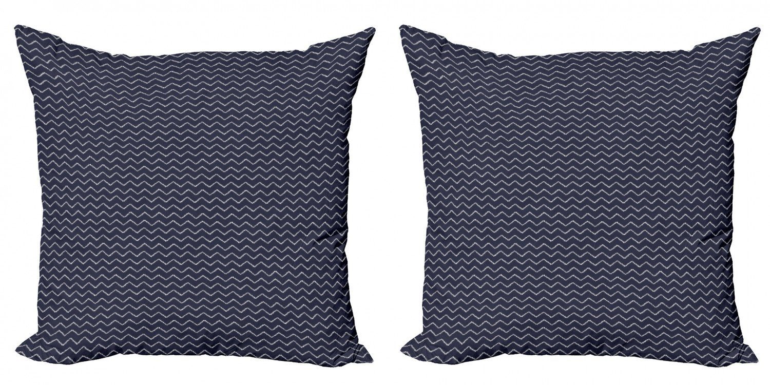 Kissenbezüge Modern Accent Doppelseitiger Digitaldruck, Abakuhaus (2 Stück), Navy blau Chevron Zigzag Ropes