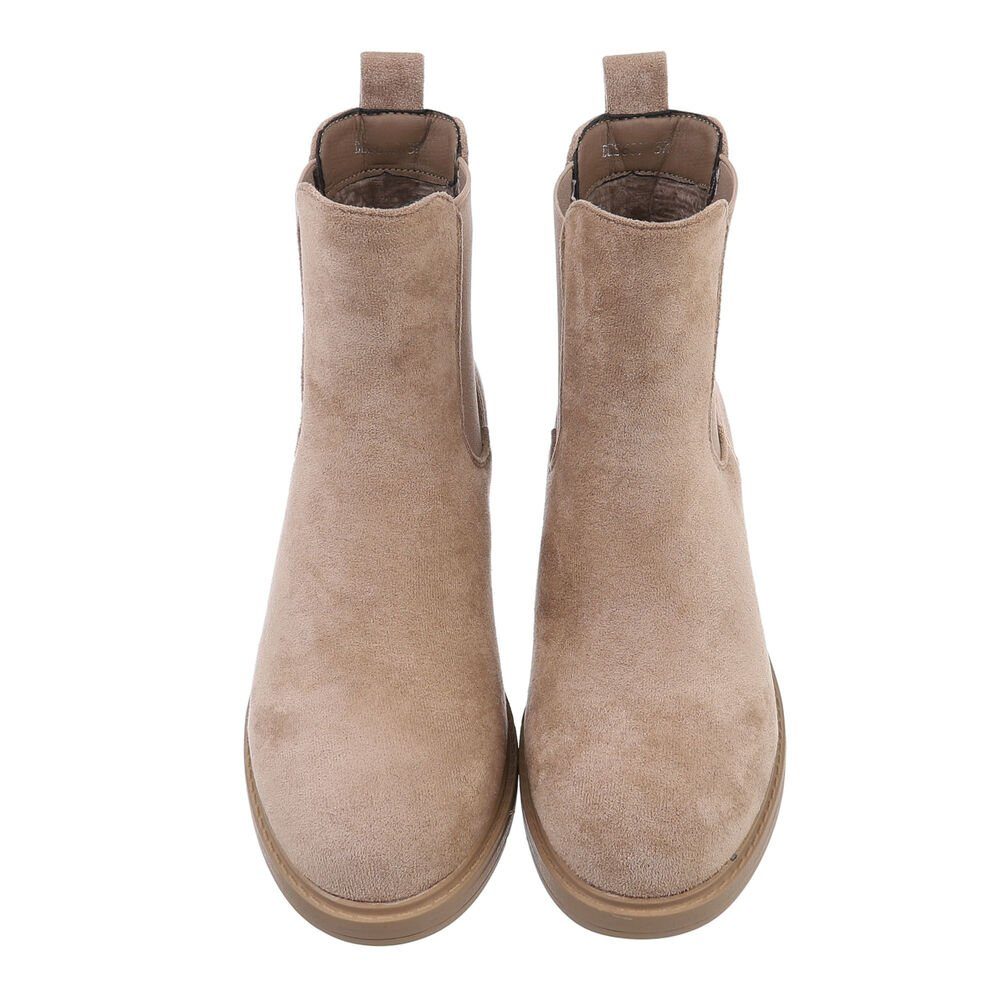 Ital-Design Damen Chelsea Freizeit Chelseaboots (84337982) Blockabsatz Chelsea Boots in Hellbraun