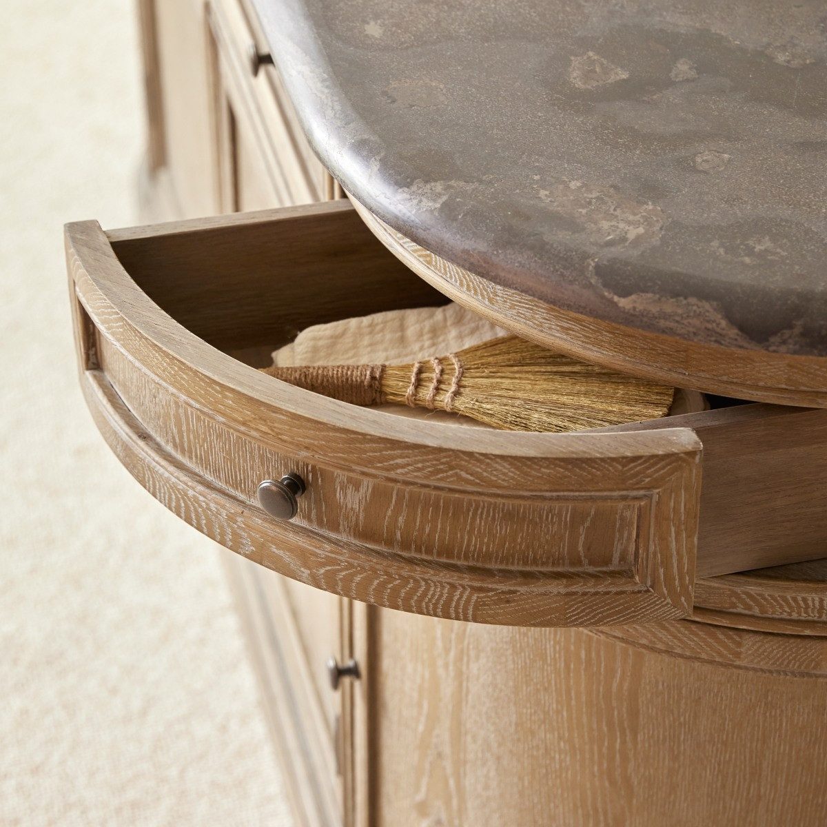 Tikamoon Waschtisch Badezimmermöbel aus Eichenholz mit Doppelwaschbecken Louise 180 cm