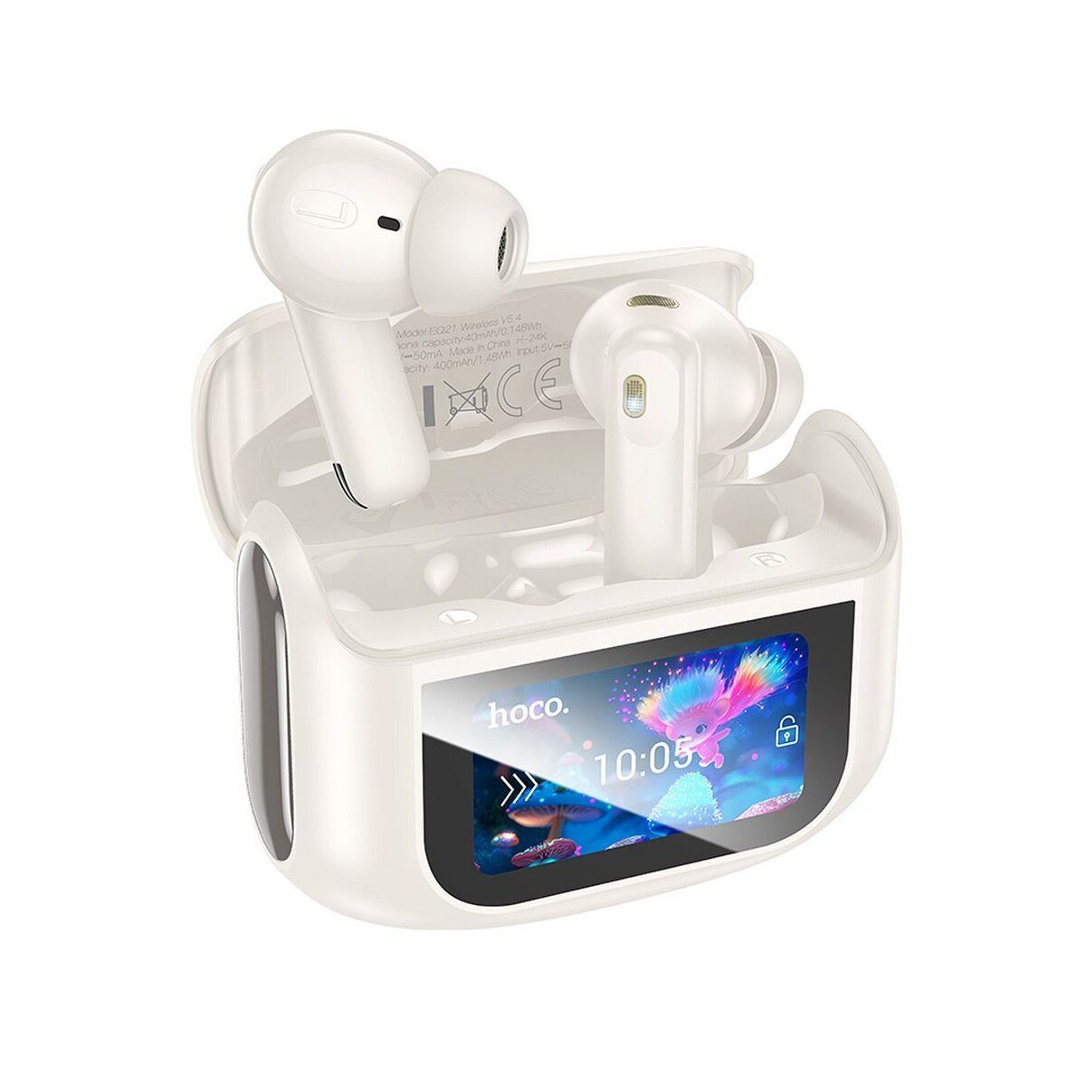 hoco. HOCO EQ21 TWS Kopfhörer ANC+ENC Touchscreen Case Weiß Bluetooth-Kopfhörer