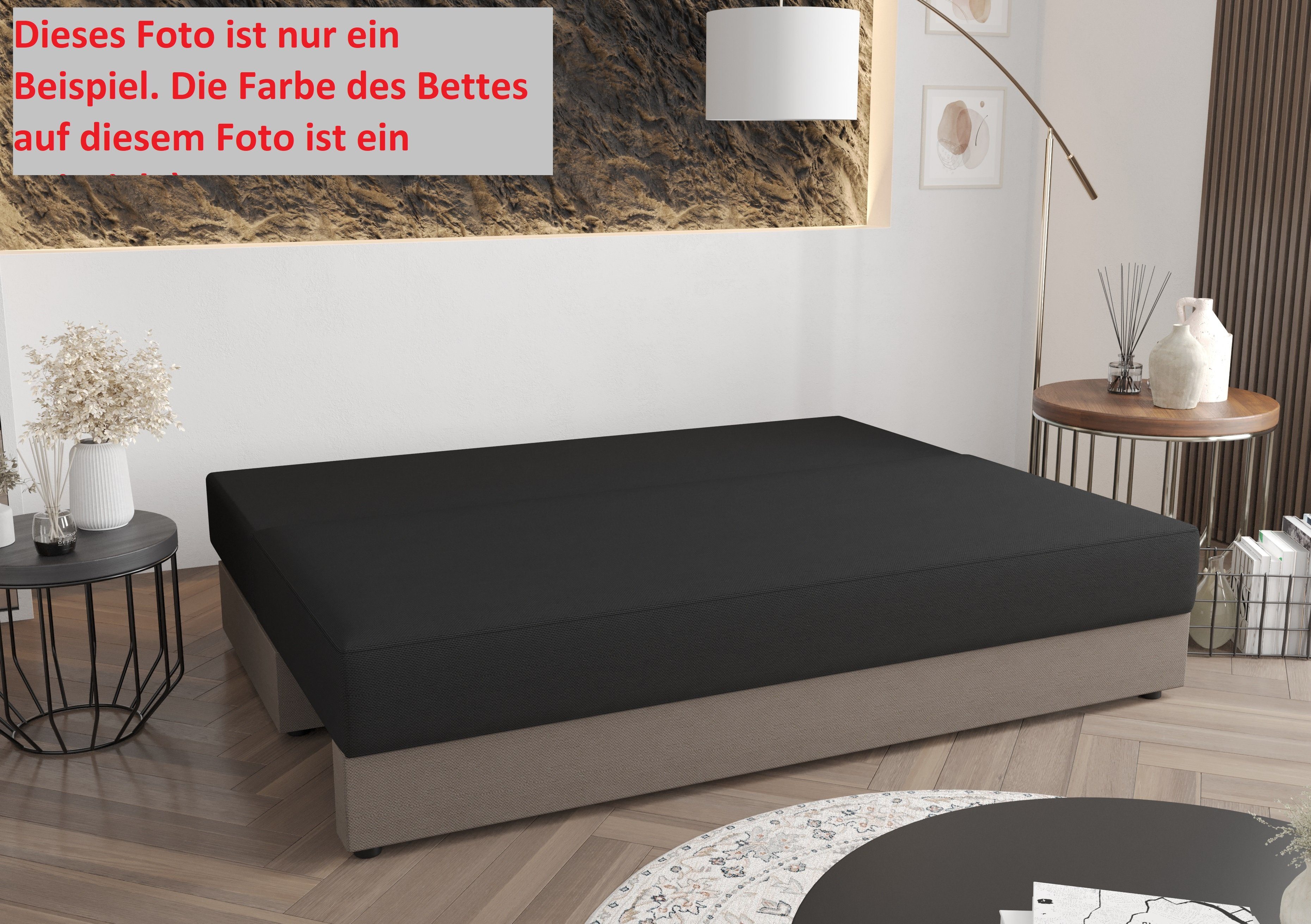 und Schlafsofa, Bettkasten Sofa pressiode mit COUCH Schwarz+Grau REBI Schlaffunktion 190cm