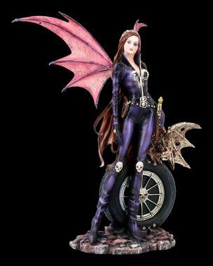 Figuren Shop GmbH Dekofigur Elfen Figur - Naira mit Skelett Drache - Gothic Fantasy Deko