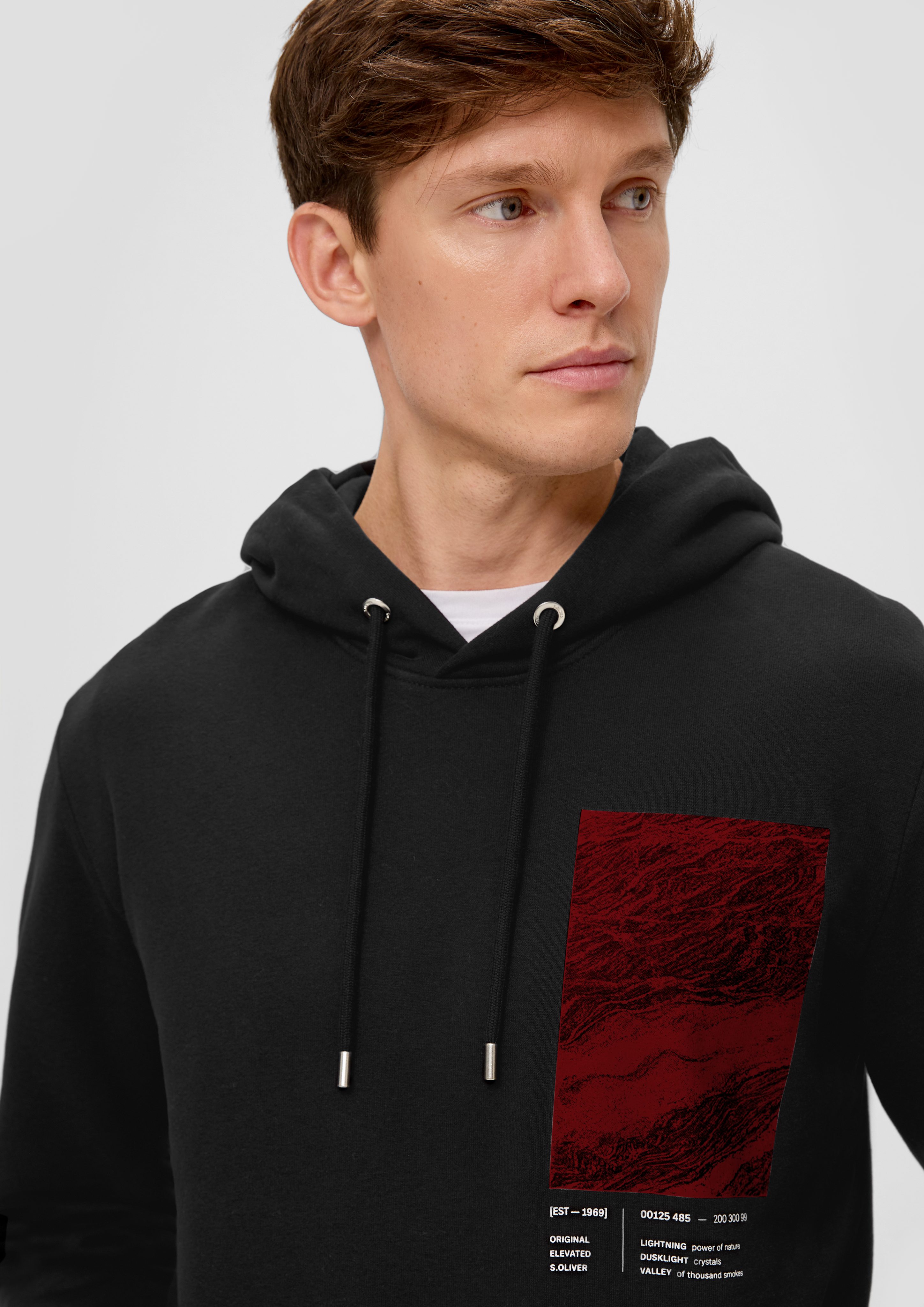 Kapuzen-Sweatshirt mit Frontprint Logo s.Oliver Sweatshirt schwarz Blende,