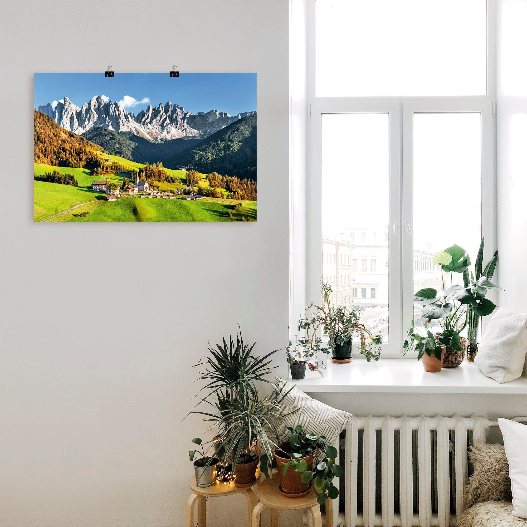 Artland Wandbild Alpen & Wandaufkleber Berge in versch. Santa Alpenbilder St), Poster Größen Maddalena, Alubild, Berge oder als (1 Leinwandbild
