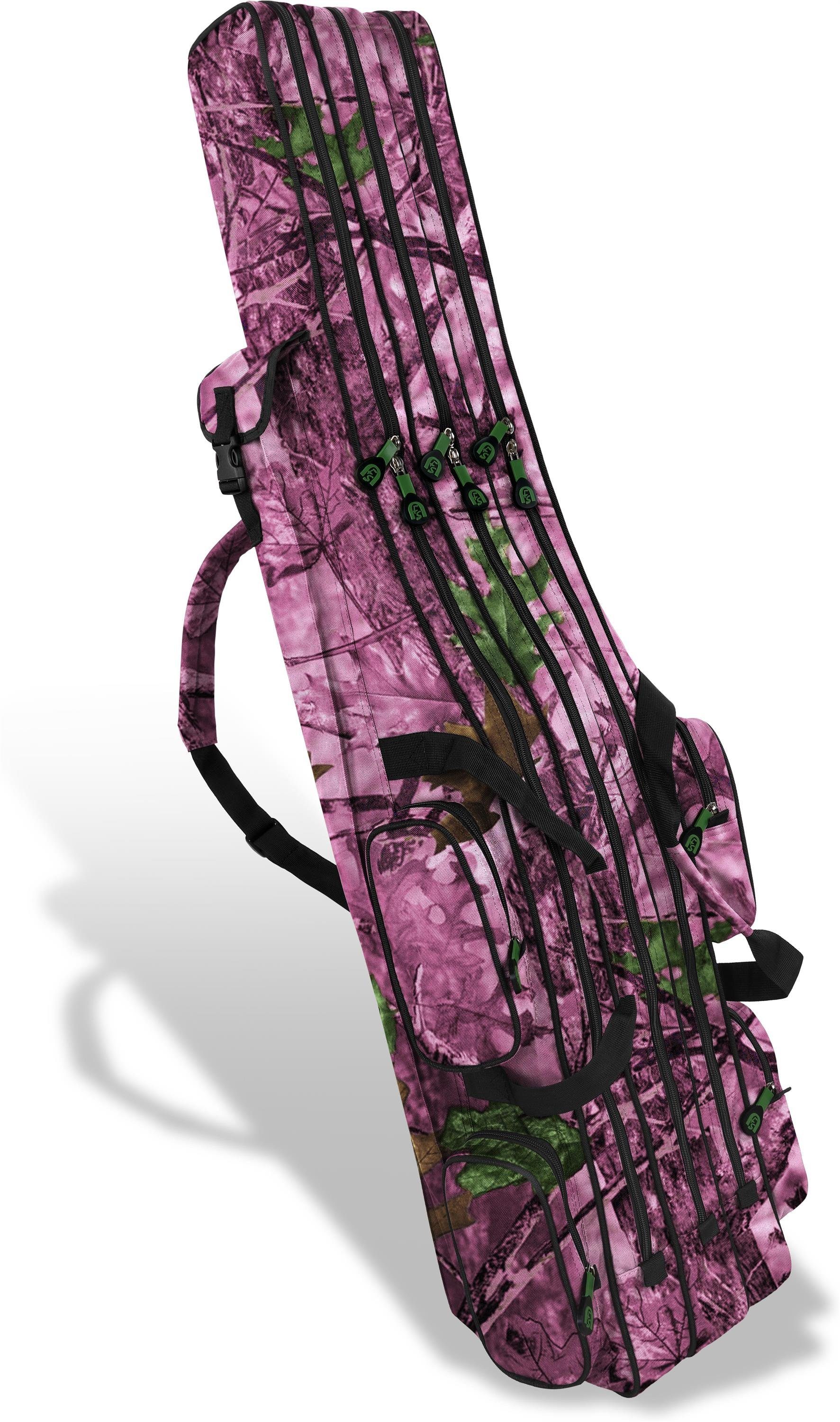 Anglertasche Rutenrucksack bis m Rutentasche Pink Camo Rutenfächern Triple, m normani RodBox 1,25 Hunting mit Rutenfutteral 2,10 3 Angelrutentasche