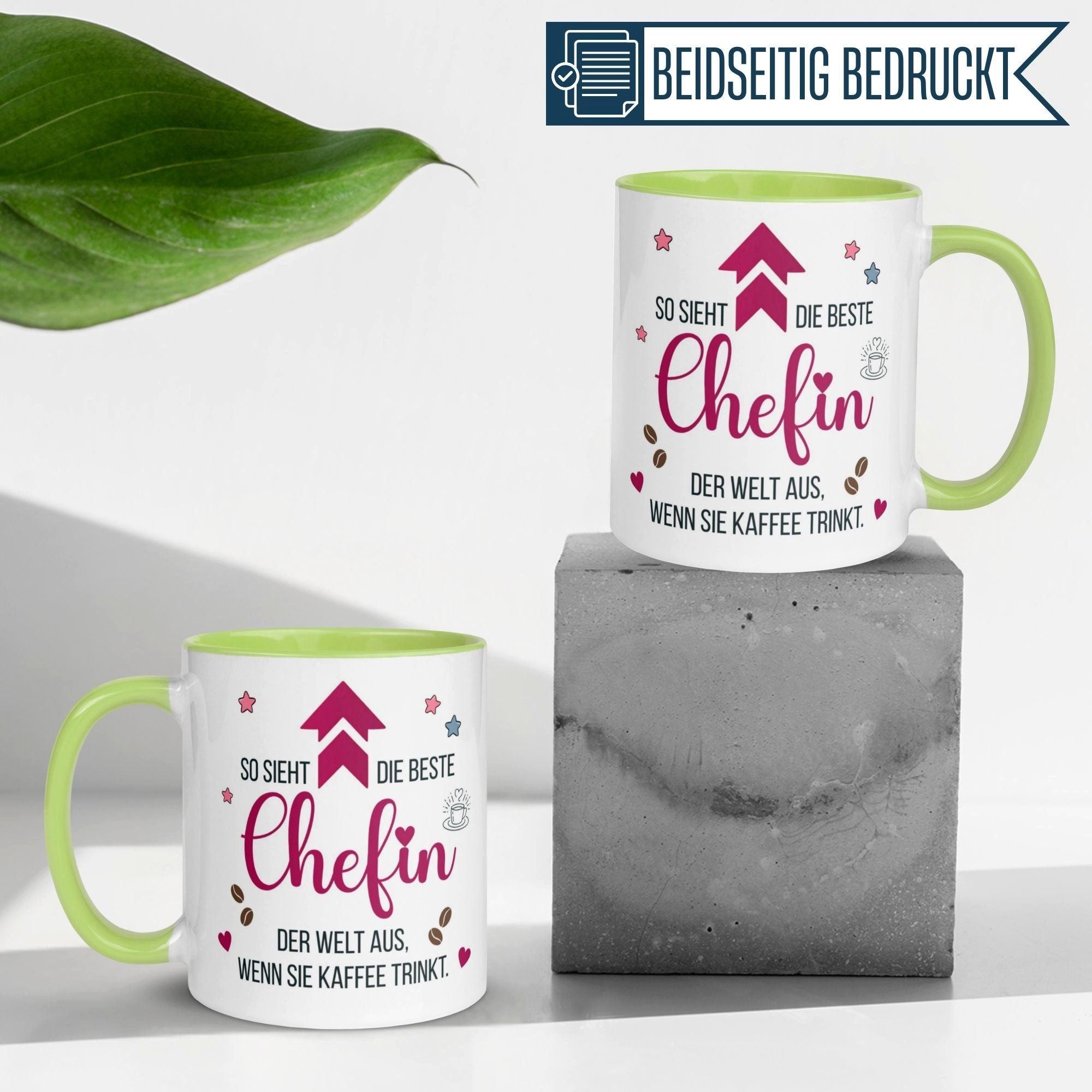 Momentals Tasse Chefin – „So sieht die beste Chefin der Welt aus“ – Geschenk Chefin, Gratis Versand · Links-&Rechtshänder · Spülmaschinenfest