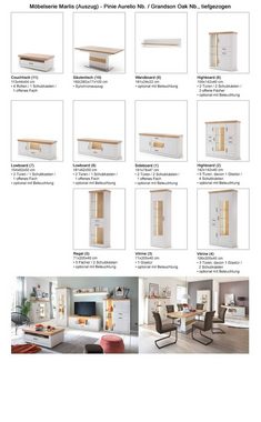 expendio Wohnzimmer-Set Marlis 31, (Spar-Set, 5-St), Pinie Aurelio / Grandson Oak Nb vormontiert Landhaus Rückwand 3D-Optik