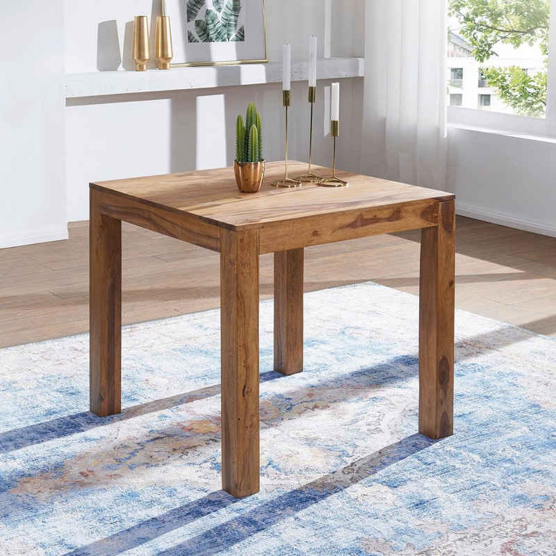 FINEBUY Esstisch SuVa1484_1 (MUMBAI Massivholz Sheesham 80 cm Holztisch braun), Esszimmer-Tisch Design Küchentisch quadratisch