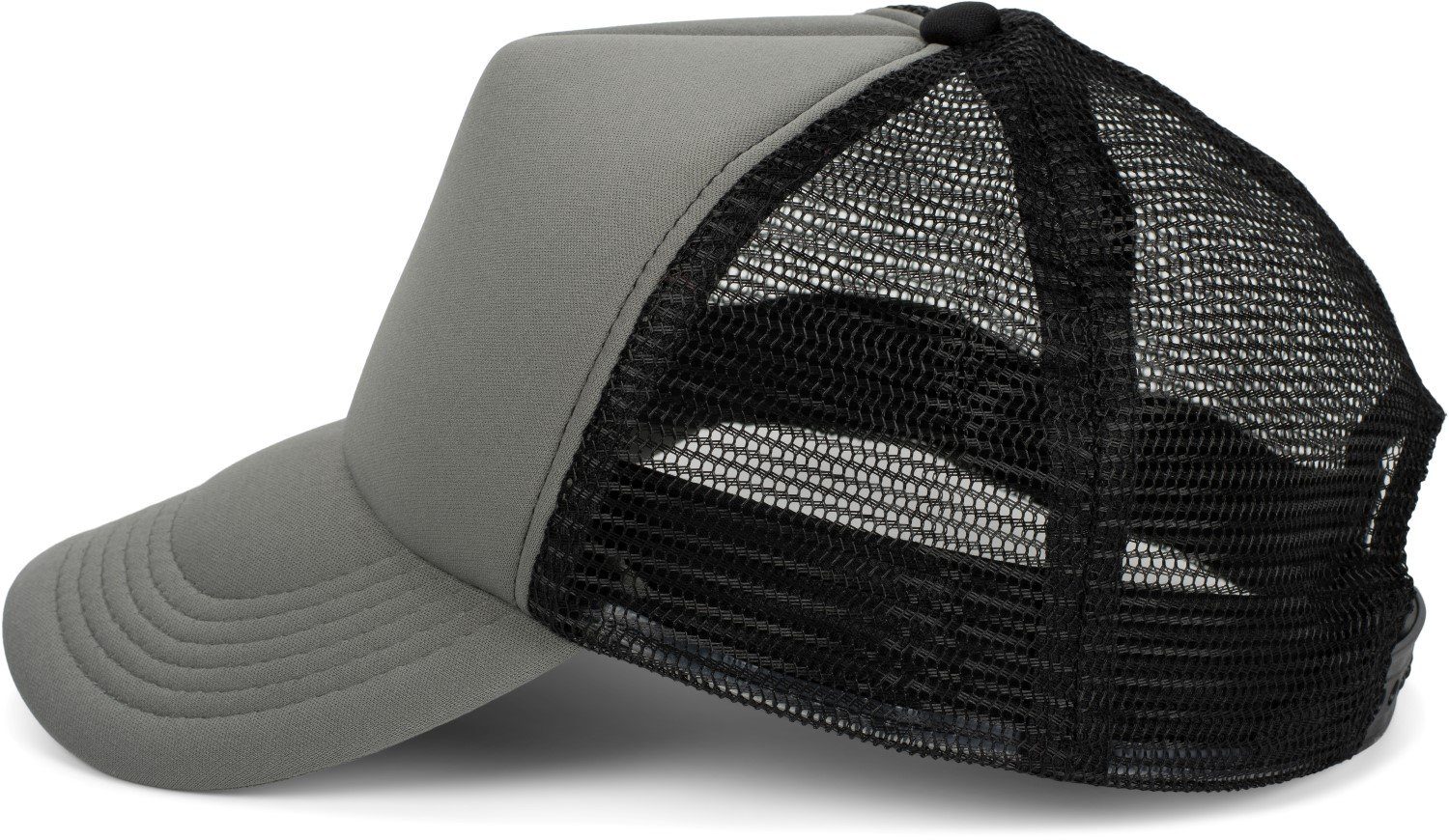 styleBREAKER Trucker 5-Panel Cap Mesh (1-St) Cap Grau-Schwarz