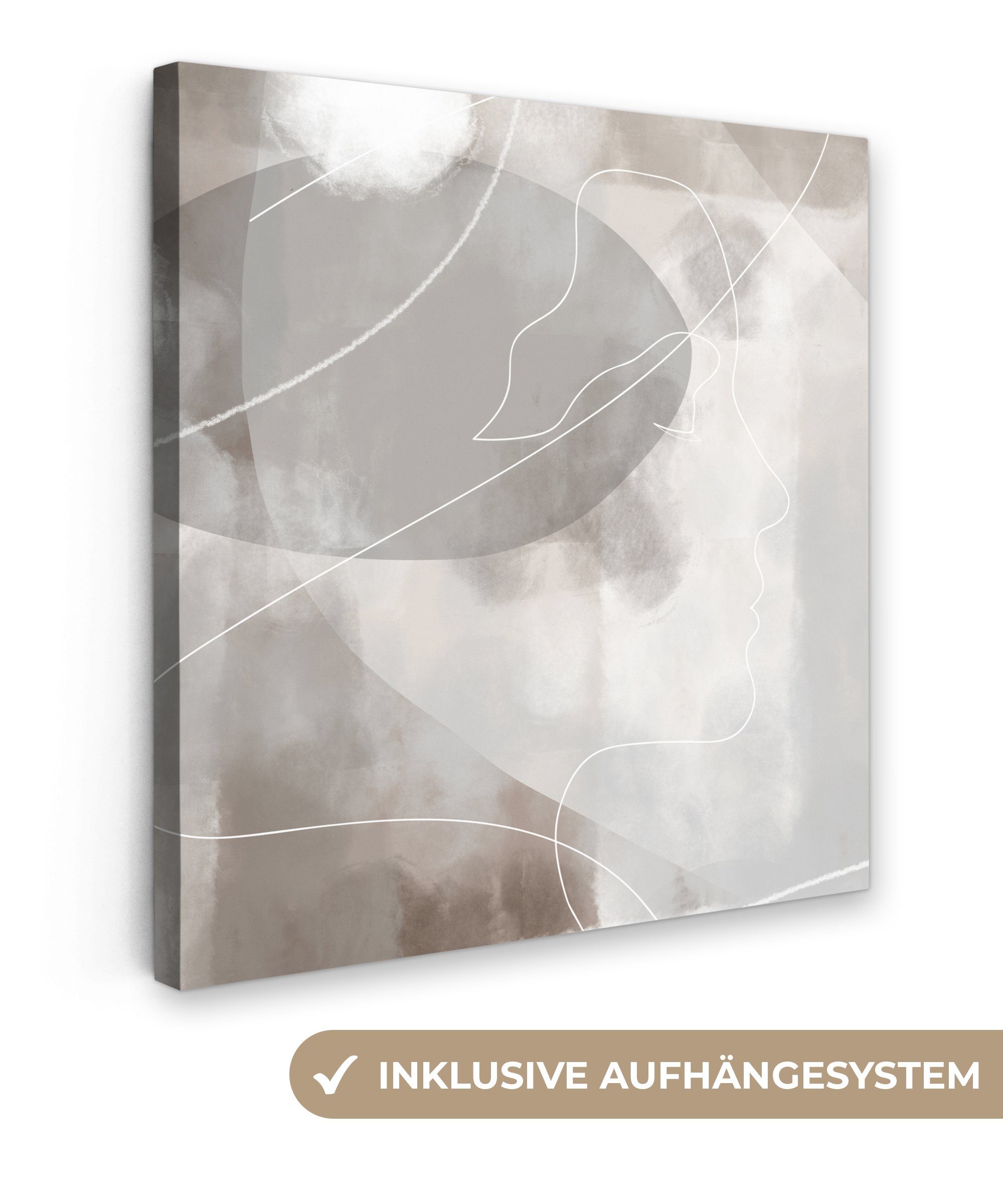 OneMillionCanvasses® Leinwandbild Farbe - Grau - Strichzeichnung - Abstrakt, Fotodruck (1 St), Wandbild, Deko Schlafzimmer Wohnzimmer Flur 20x20 cm