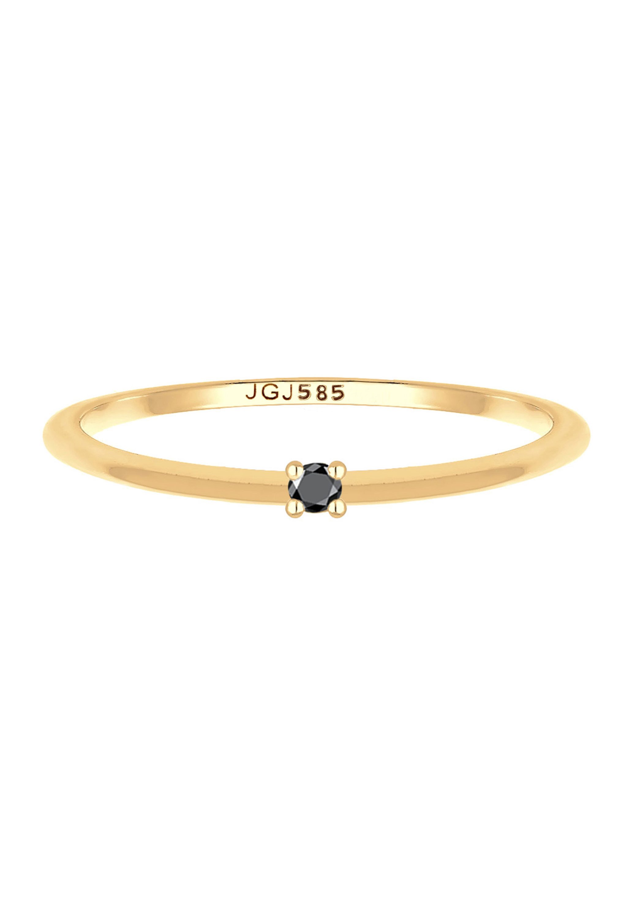 Elli DIAMONDS Diamantring Solitär Diamant Schwarz Brillantschliff (0.003 ct) 585 Gelbgold
