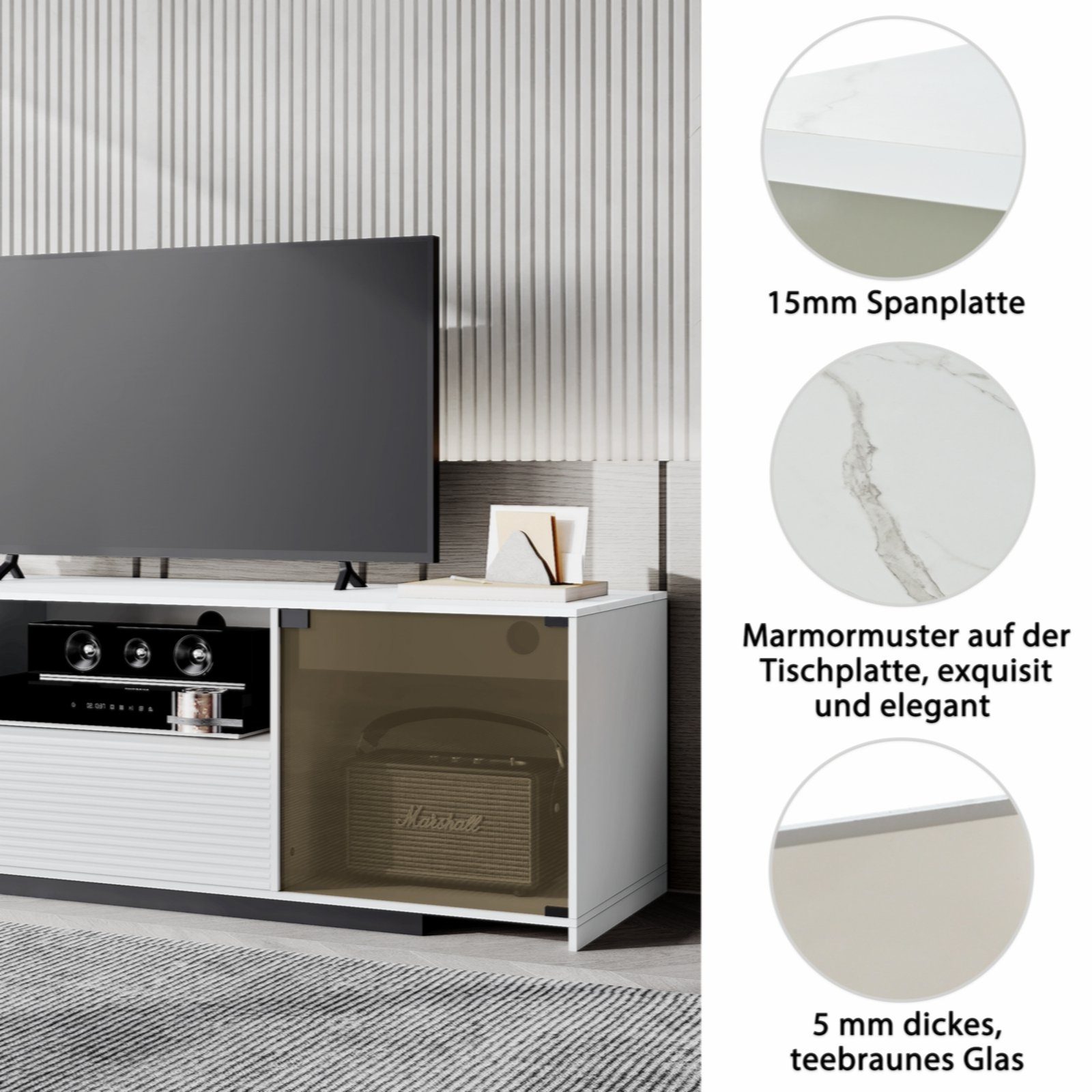Celya TV-Ständer TV-Ständer und 60-Zoll-Fernseher mit LED Schiebedesign einen für