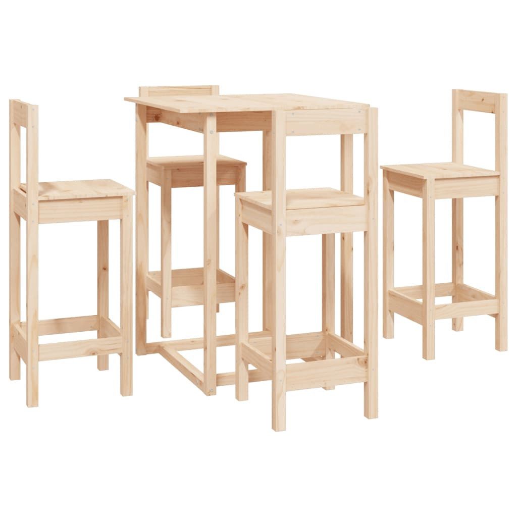 vidaXL Essgruppe 5-tlg. Bar-Set Massivholz Kiefer, (5-tlg)