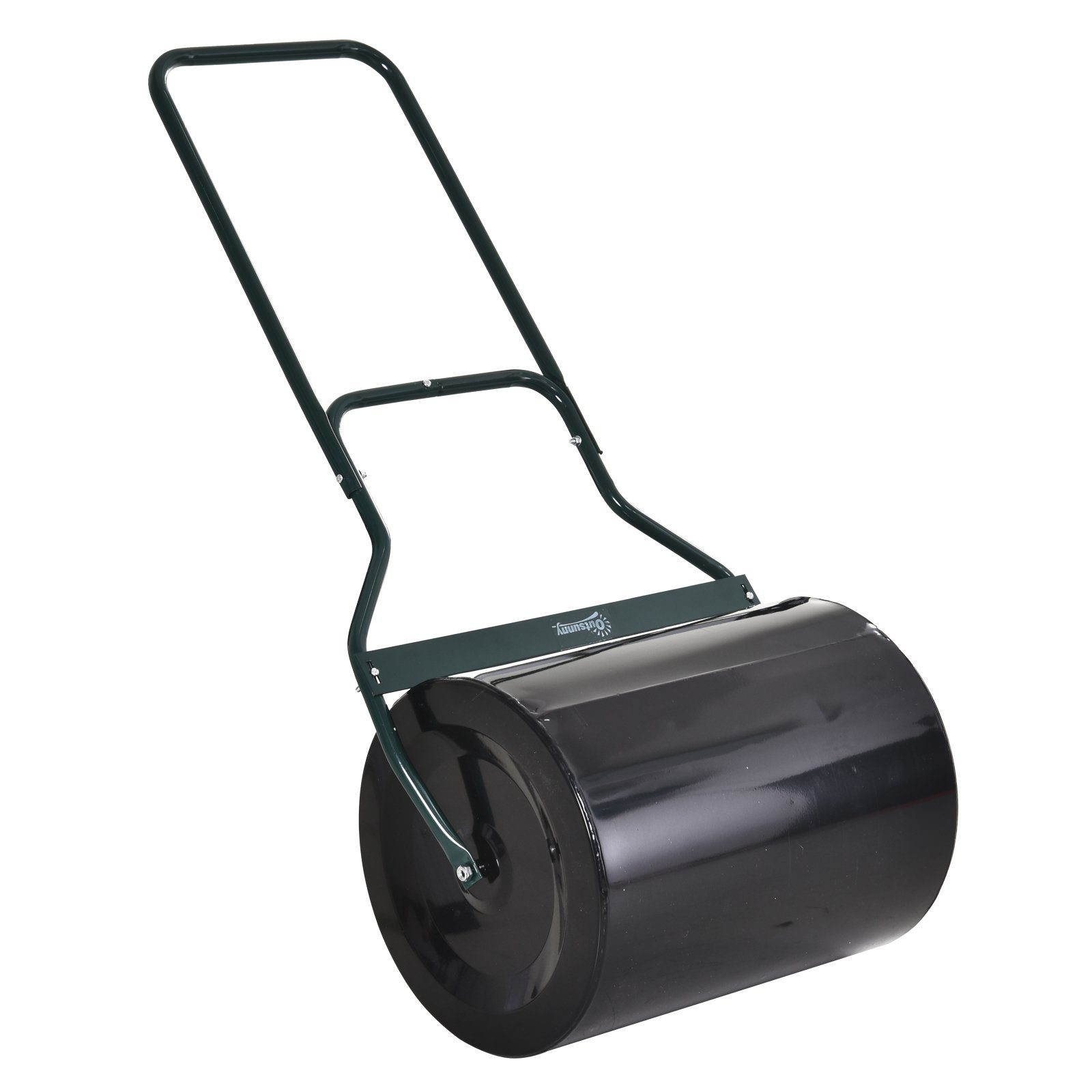Outsunny Rasenwalze mit U-Griff, 40 cm Durchmesser, 60 L Wasser-/Sandfüllung, aus Metall, 50 cm, Gartenrolle, 1-tlg., Gartenwalze,für Garten, Schwarz