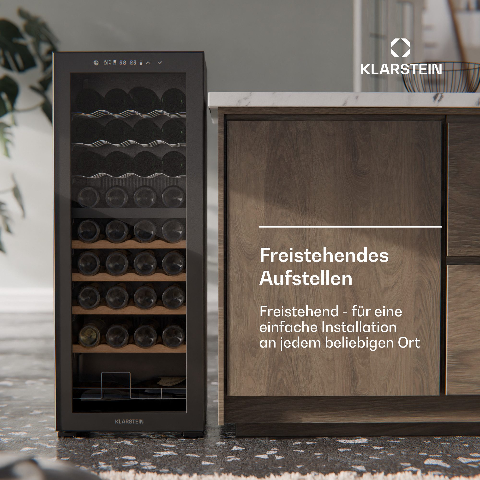 Klarstein Weinkühlschrank Bovella 36 Duo+, für 36 Standardflaschen á 0,75l,Wein Flaschenkühlschrank Weintemperierschrank Weinschrank Kühlschrank