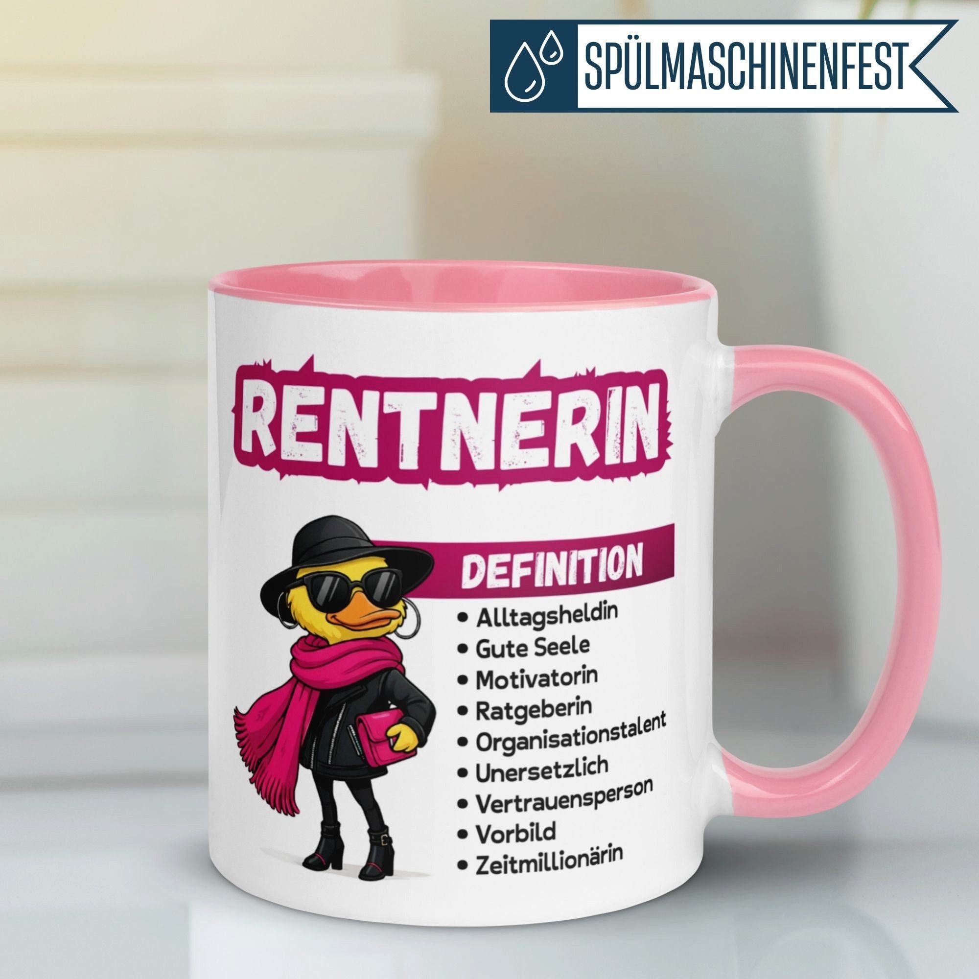 Momentals Tasse Rentnerin – „Definition einer Rentnerin“ – Geschenk Rente Frau, Gratis Versand · Links-&Rechtshänder · Spülmaschinenfest
