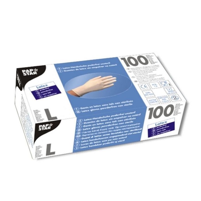 PAPSTAR Formkerze 100 Handschuhe Latex puderfrei weiss Größe L