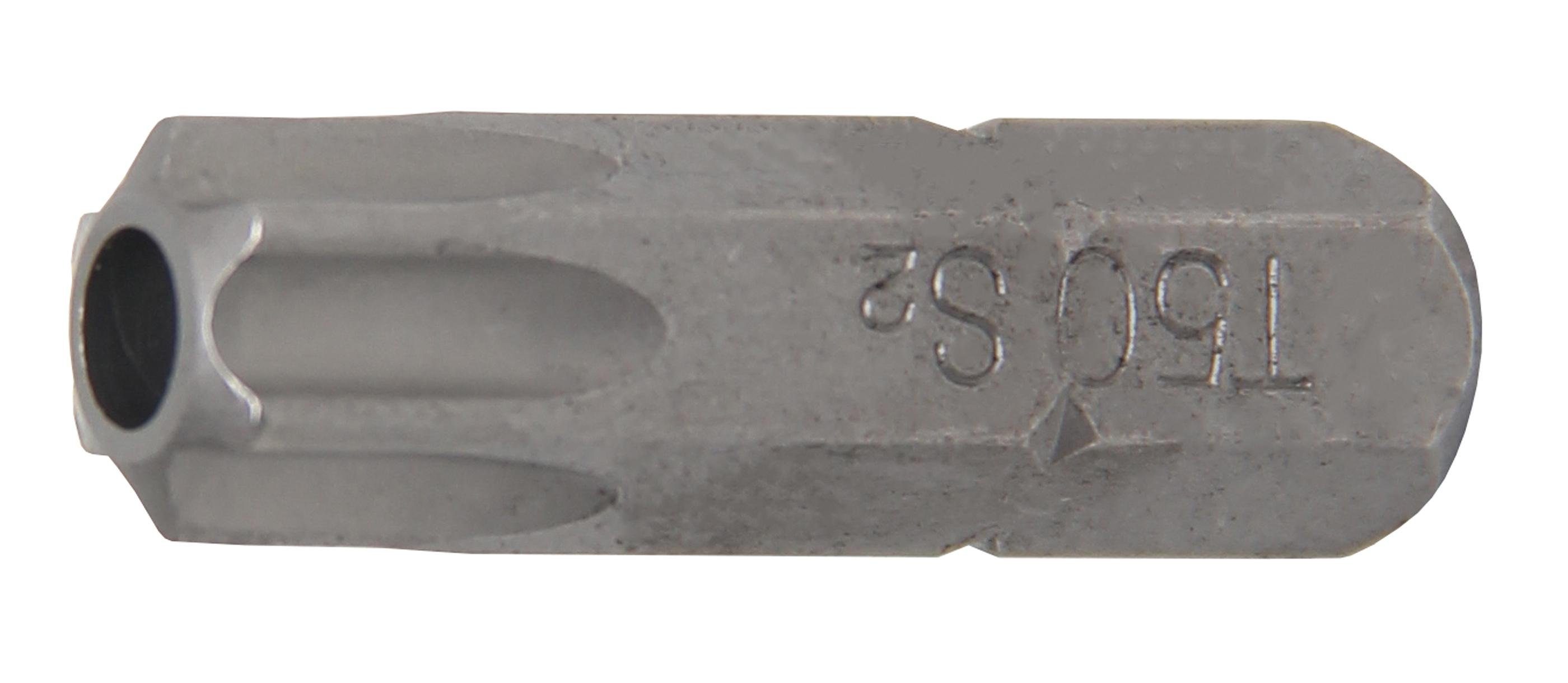 BGS technic Bit-Schraubendreher Bit, Länge 30 mm, Antrieb Außensechskant 8 mm (5/16), T-Profil (für Torx) mit Bohrung T50 | Schraubendreher