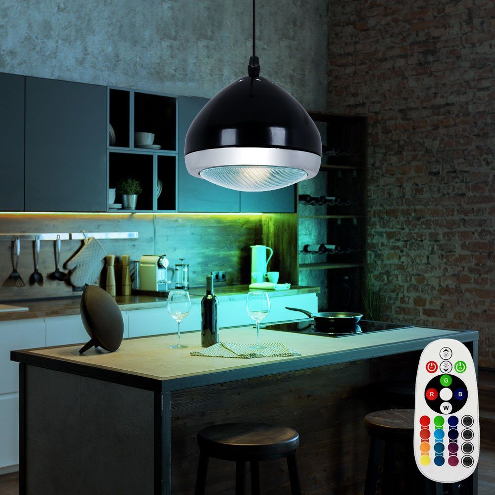 etc-shop LED Pendelleuchte, Leuchtmittel nicht inklusive, Warmweiß, Farbwechsel, Rot, Grün, Blau, Pendelleuchte Küchenlampe schwarz Hängelampe Wohnzimmer