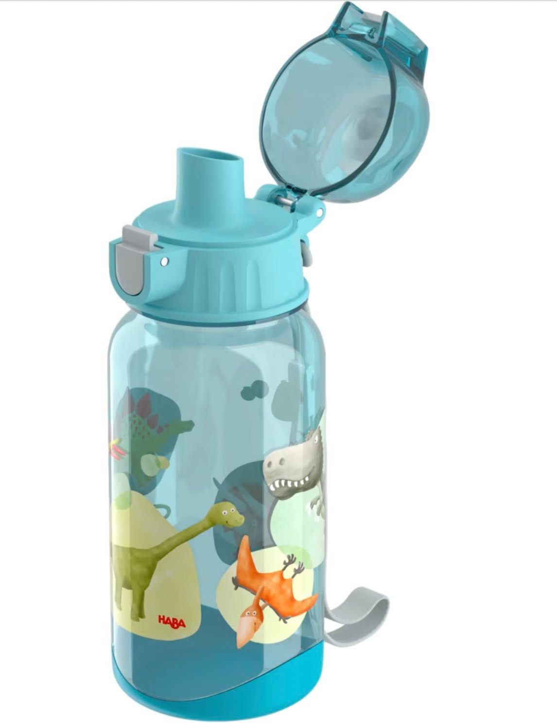 Haba Trinkflasche Trinkflasche Dinos Dinosaurier Schule 400 ml Tritan-Kunststoff, mit Clipverschluss