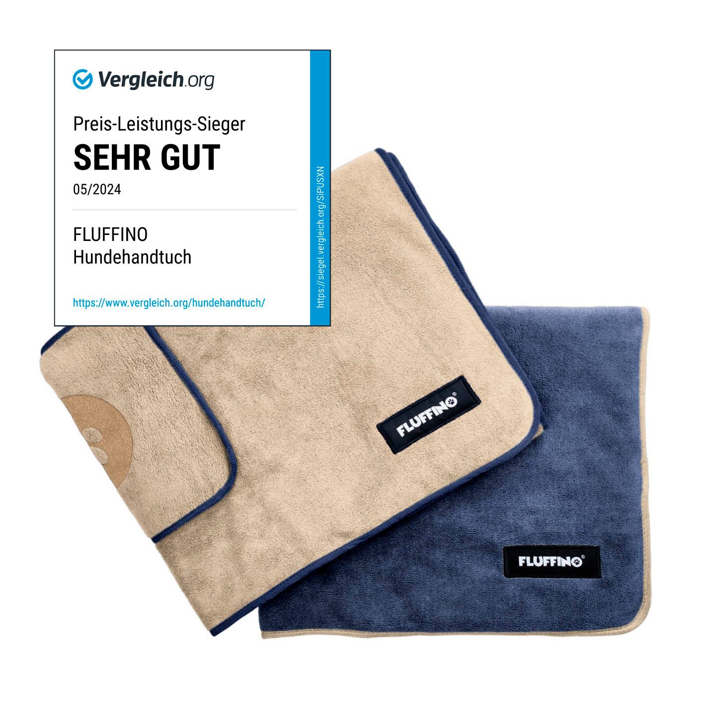 FLUFFINO® Hundehandtuch Mikrofaser 2er-Pack 120x70cm Beige günstig online kaufen