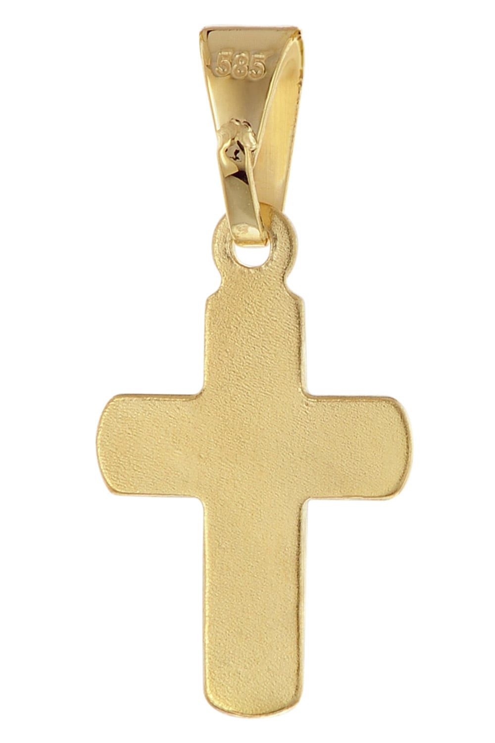 trendor Kreuzanhänger 21316, Kinder Kreuz-Anhänger Gold 585 / 14K 12 mm