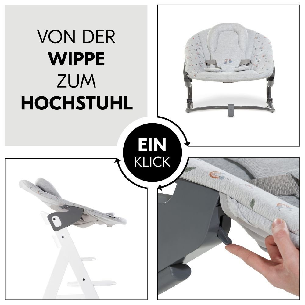 Geburt Neugeborene inkl. Rainbow Set Newborn (Set), Alpha Hochstuhl & Sitzauflage Hauck Holz Babystuhl White ab für Plus Aufsatz