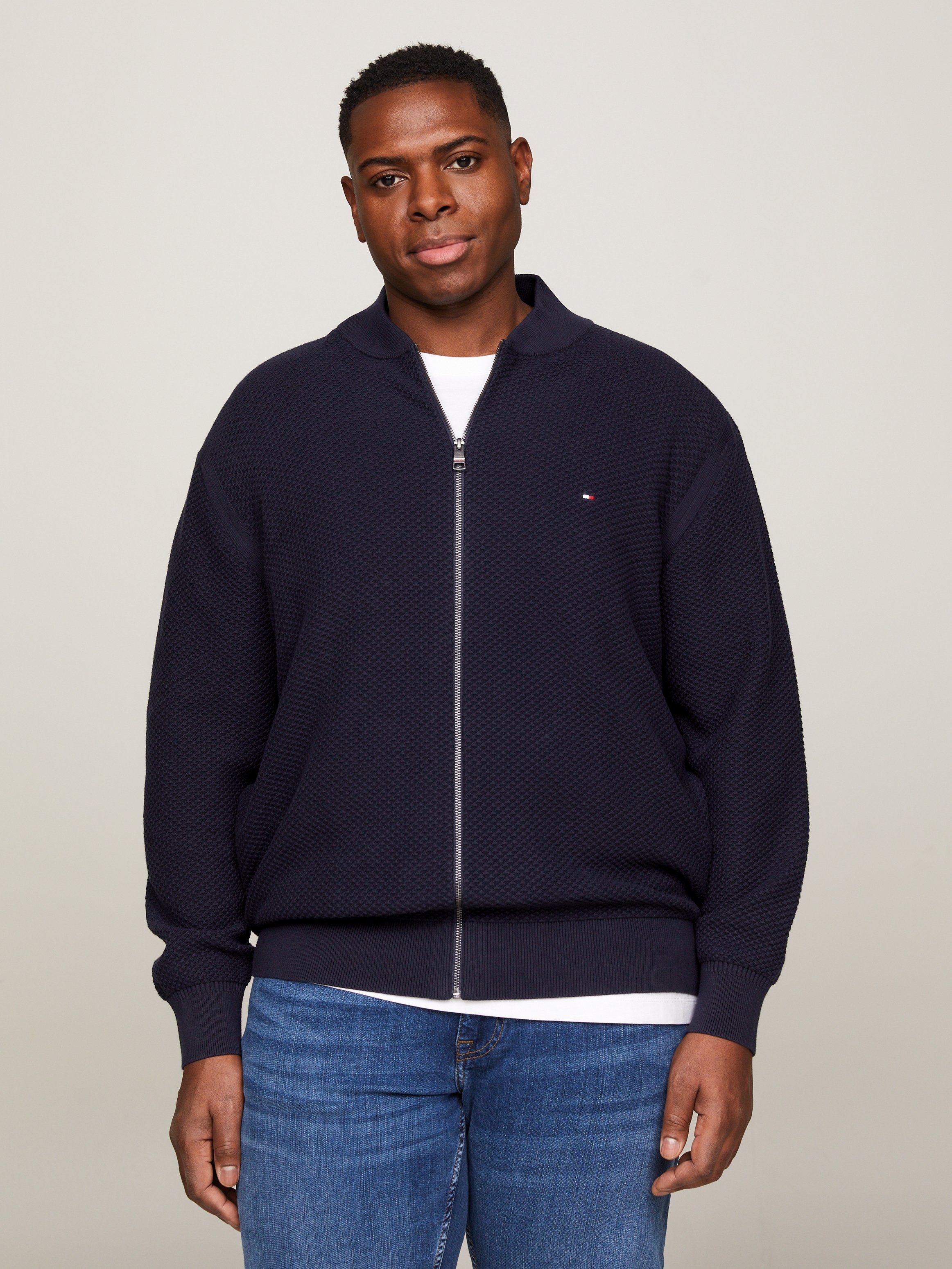 Tommy Hilfiger Big & Tall Strickjacke BT-OVAL STRUCTURE BASEBALL-B