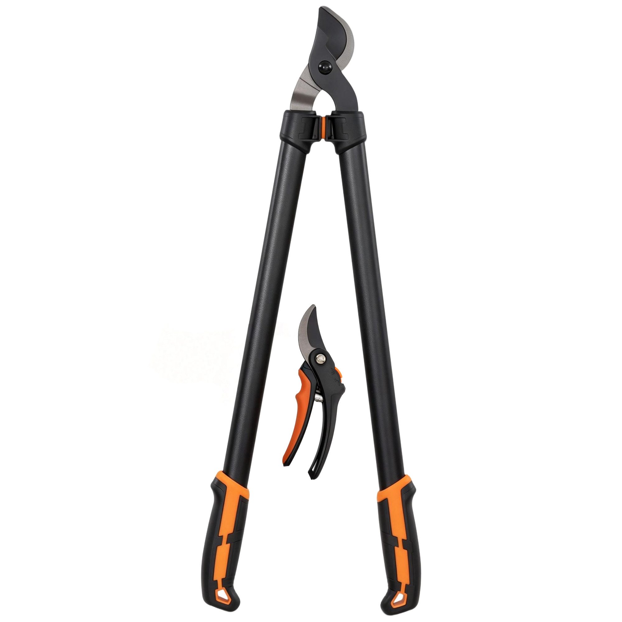 Outsunny Astschere Gartenscheren-Set, (Set, 2-tlg., 2-teiliges Gartenset), rostbeständige Klingen, rutschfeste Griffe, Sicherheitsverriegelung