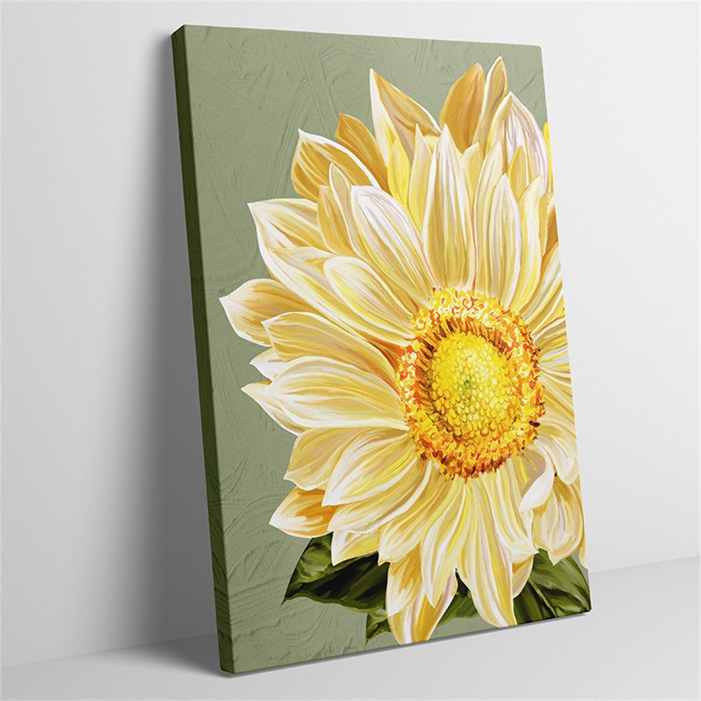 Rouemi Kunstdruck Sonnenblume dekorative Malerei, Blume, Aufhängefertig (30×40cm), Leinwandbild, Gelb-B Gemälde Leinwand