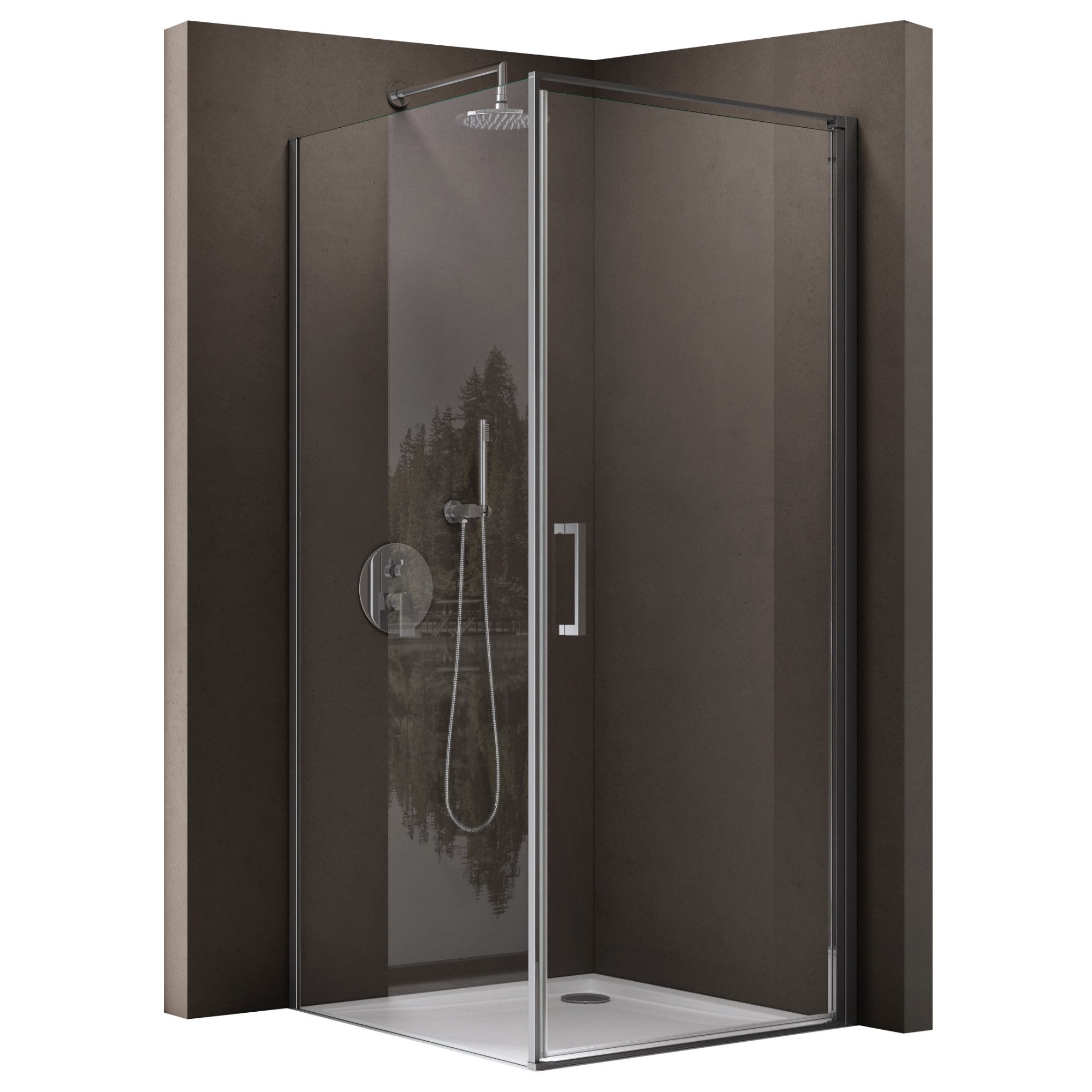 doporro Eckdusche Duschkabine ESG-Glas Nano-Beschichtung inkl. Duschtasse Rav36, BxT: 80x100 cm, Einscheibensicherheitsglas