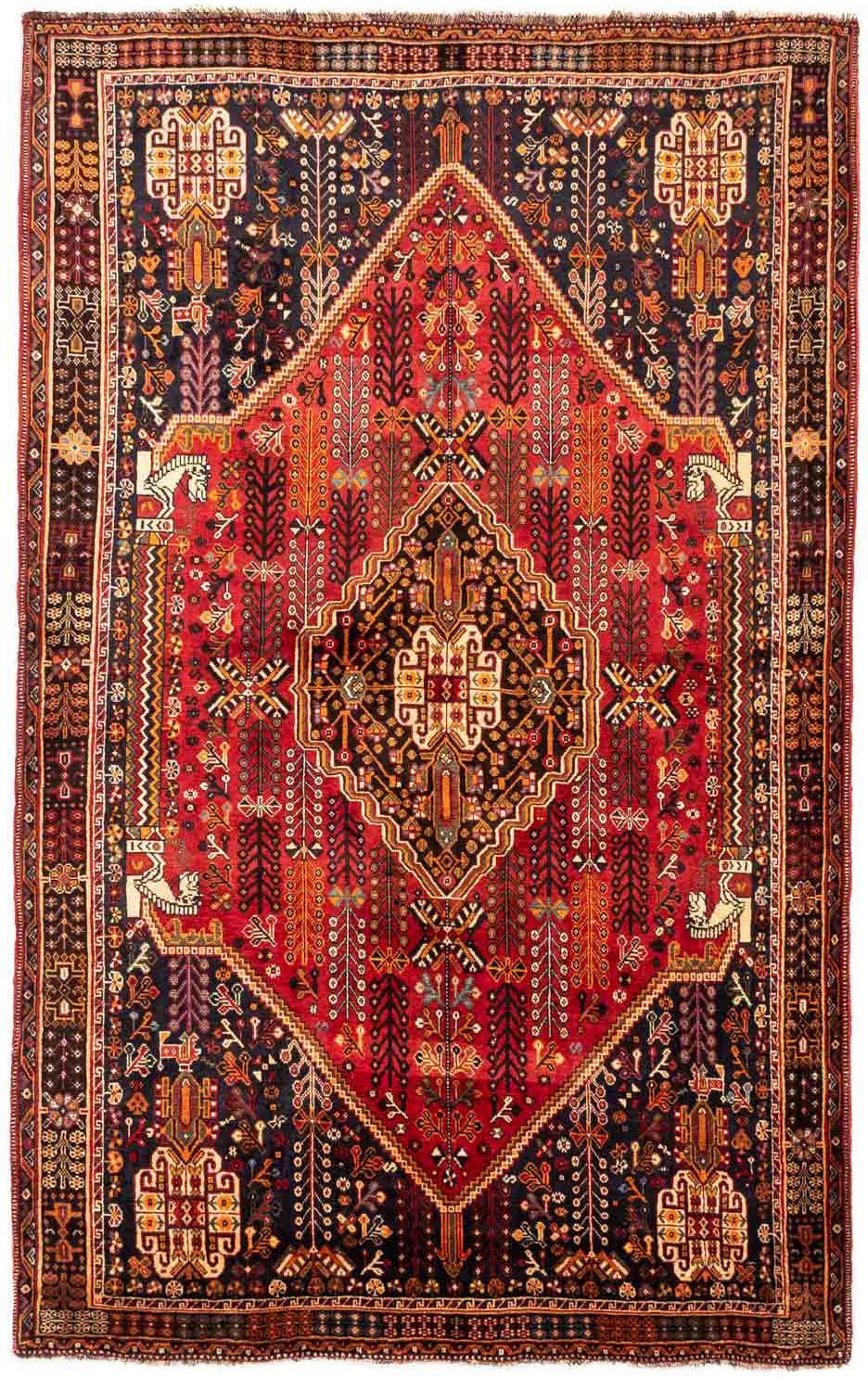 Wollteppich Shiraz Unikat 282 Höhe: x Medaillon mit 1 mm, cm, morgenland, rechteckig, 165 Zertifikat