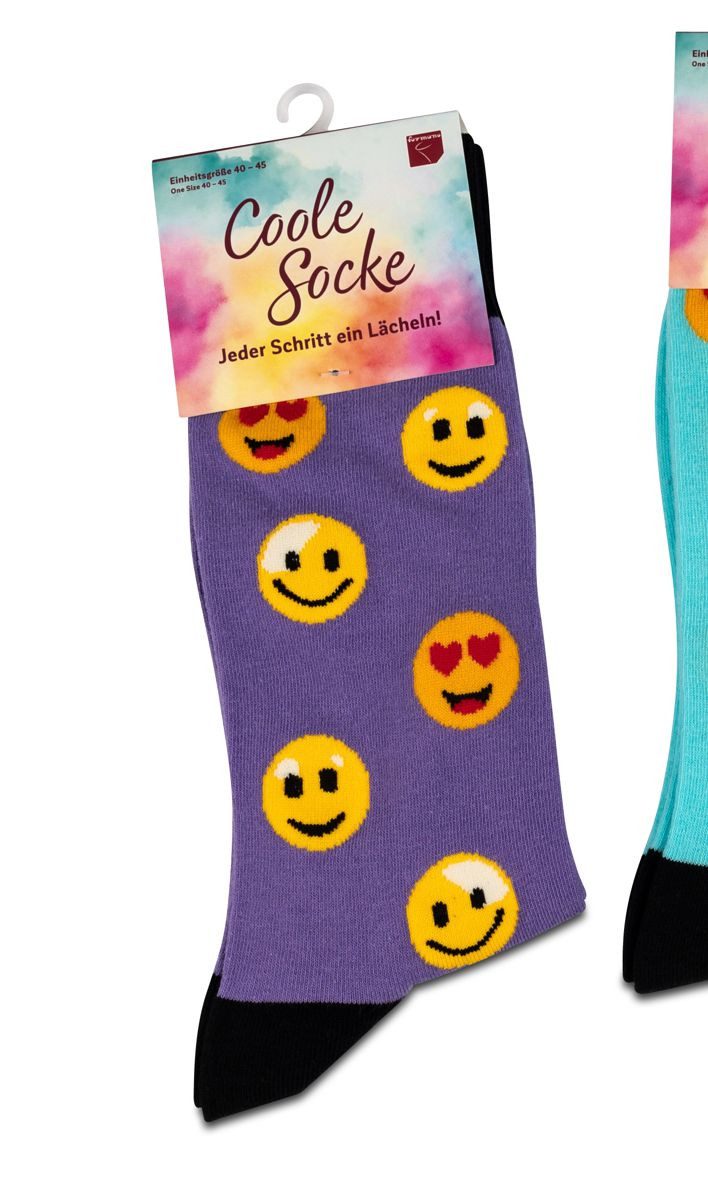 Socken formano Coole Socke Emoji lila Smiley - One Size 40 - 45