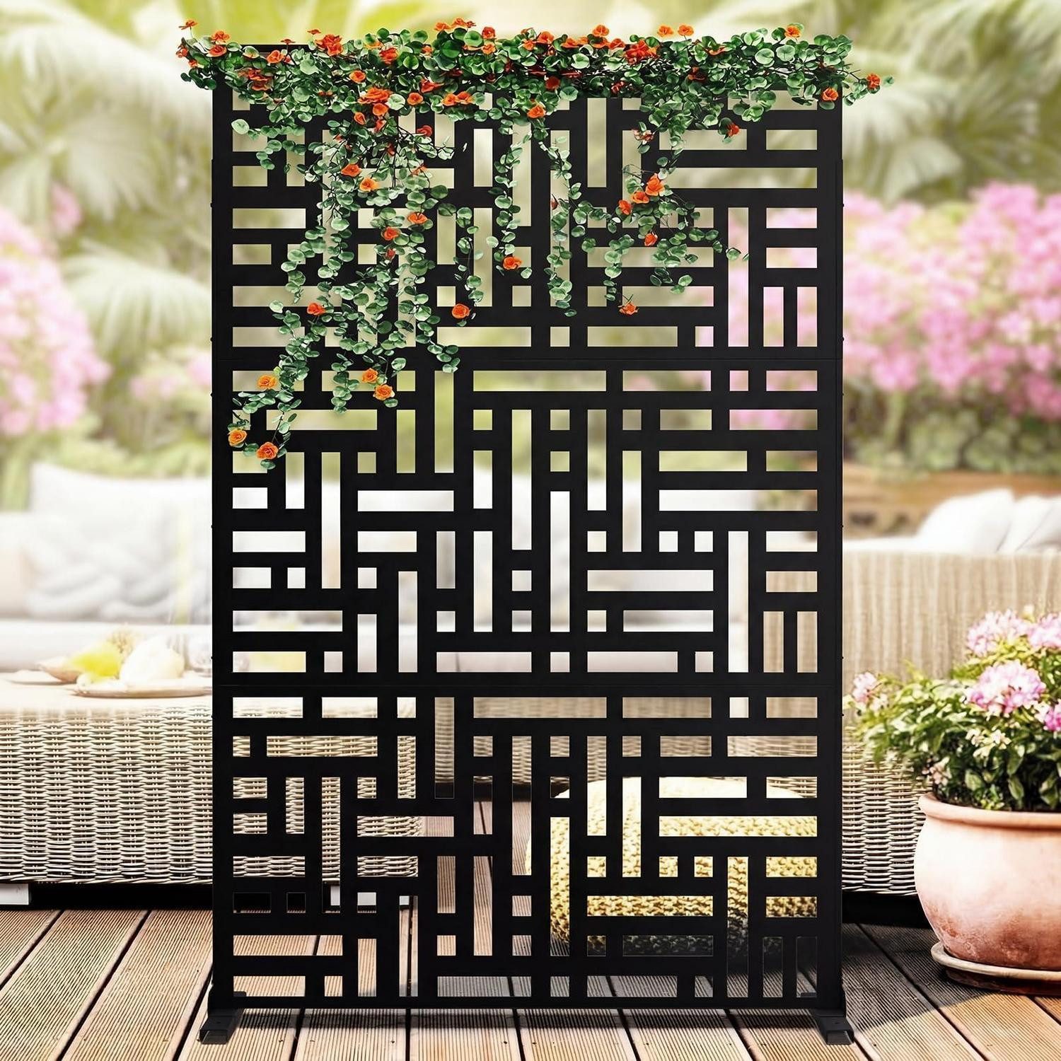 LuxusKollektion Schutzwand Metall Sichtschutz Freistehend 122x45x198cm (1 St)