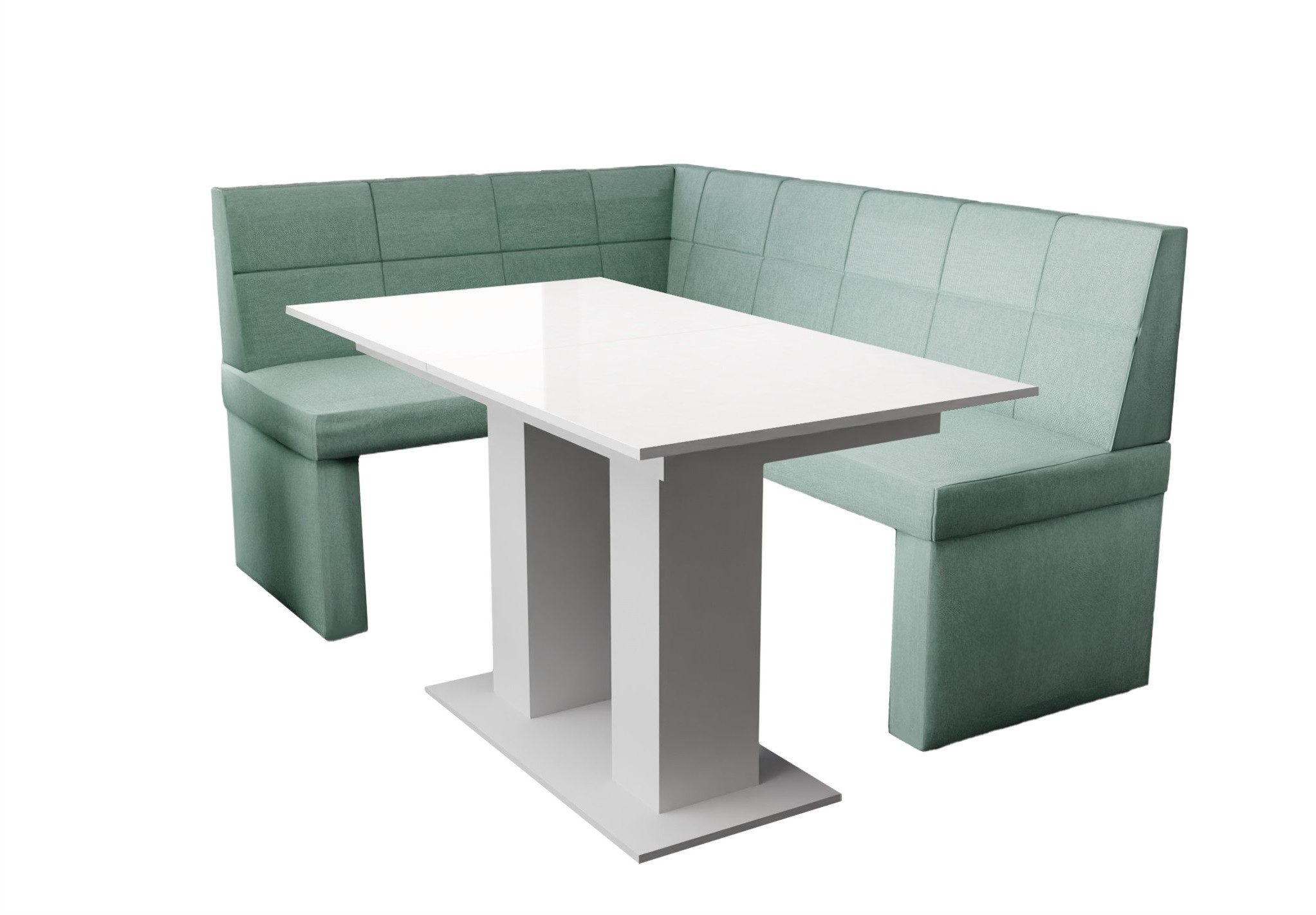 Fun Möbel Eckbankgruppe Eckbankgruppe „BLAKE“ Größe 168x128cm mit Tisch Weiß Hochglanz, ausziehbarer Tisch