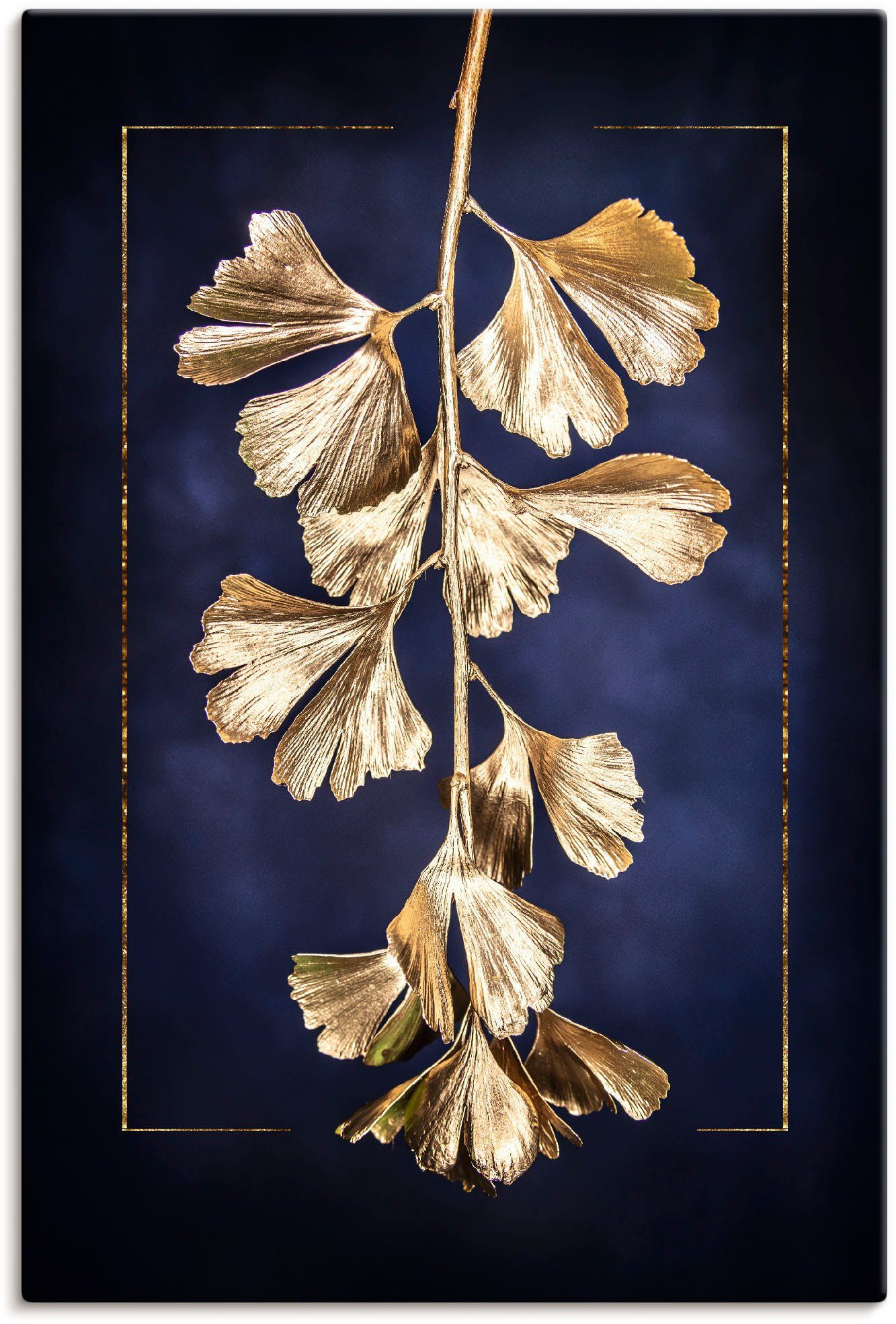 Artland Wandbild Goldener Gingko, Blätterbilder (1 St), als Leinwandbild, Poster in verschied. Größen