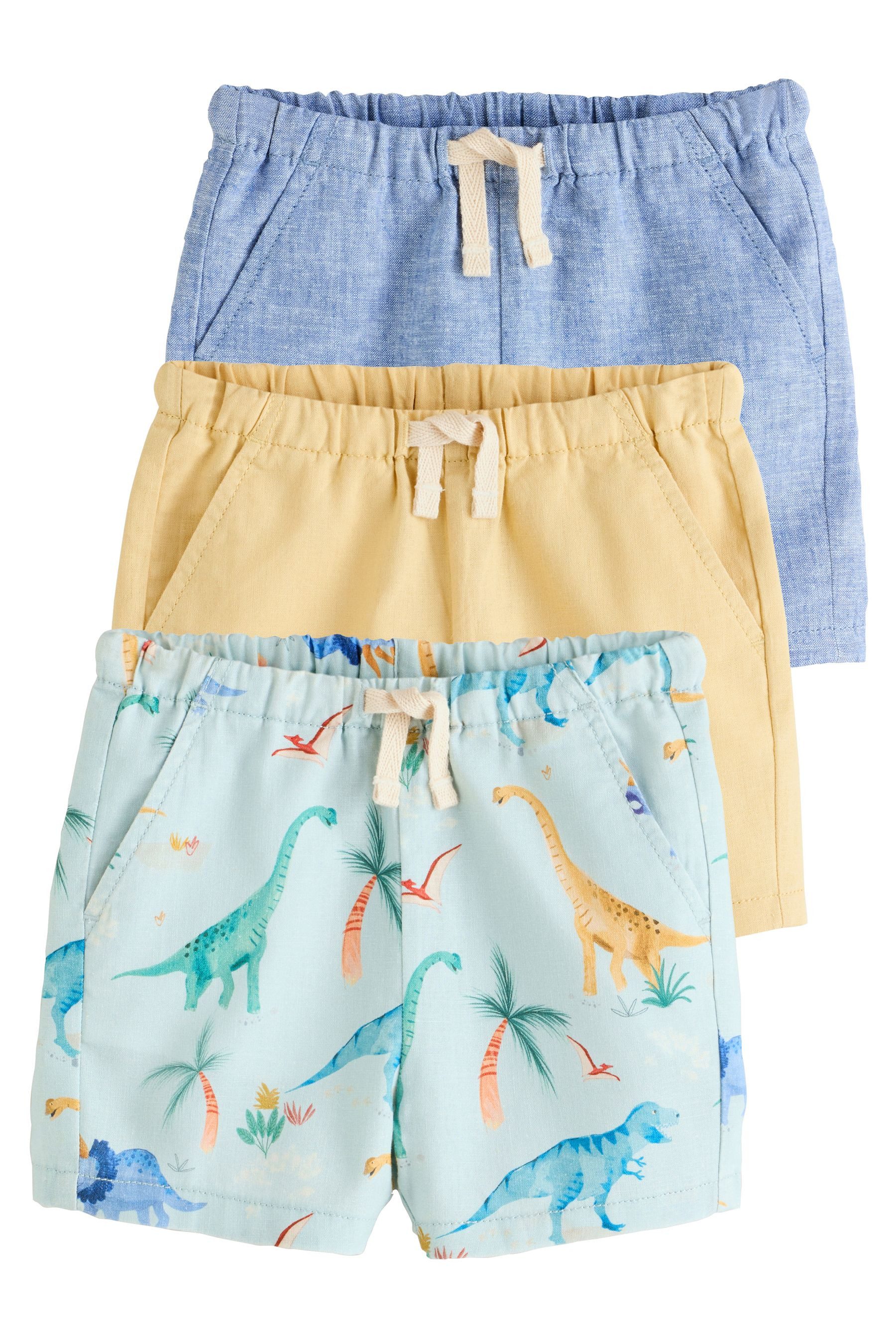 Next Shorts Shorts aus Leinenmischung im 3er-Pack (3-tlg)