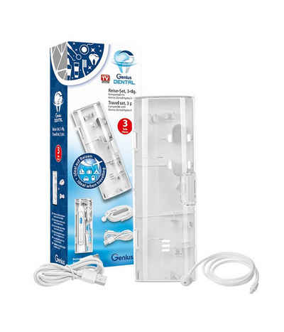 Genius Elektrische Zahnbürste Dental Hydro Fusion, Reise-Set 3-tlg. 2in1 Elektrische Zahnbürste, Wasserschlauch für Mundspülung Unterwegs, Hygienisches Reise Etui