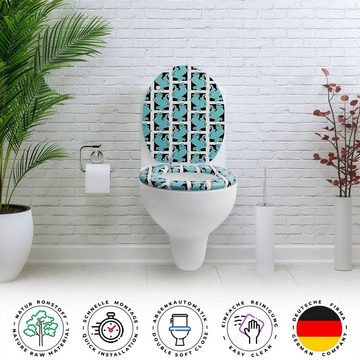 Sanfino WC-Sitz "Blue Tiger" Premium Toilettendeckel mit Absenkautomatik aus Holz, mit schönem Tiger-Motiv, hohem Sitzkomfort, einfache Montage