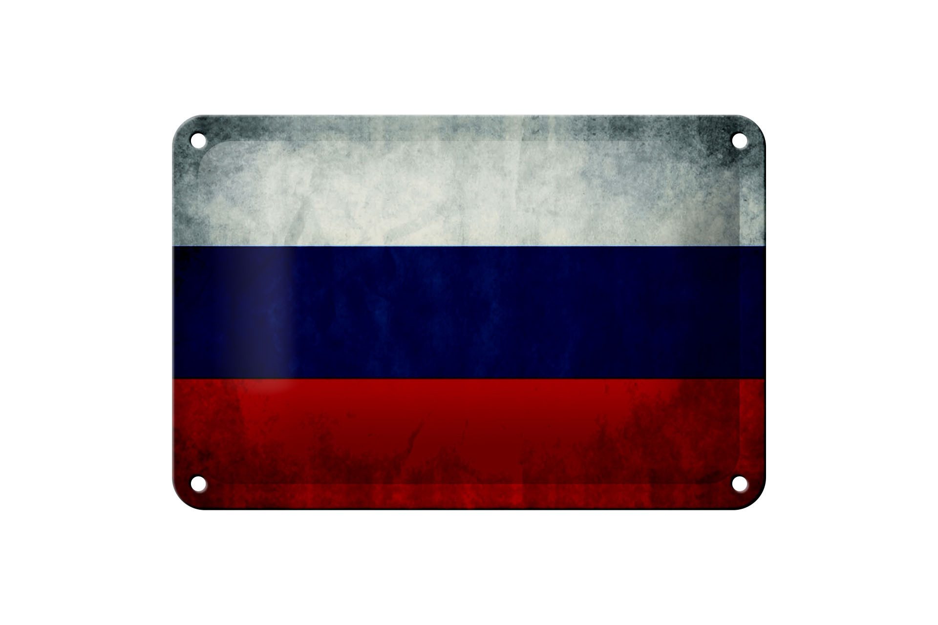 Femer GmbH Metallschild Flagge 18x12cm Russland Fahne Russia Flag, (1 St), gewölbte Oberfläche, abgerundete Ecken, umgeschlagene Kanten