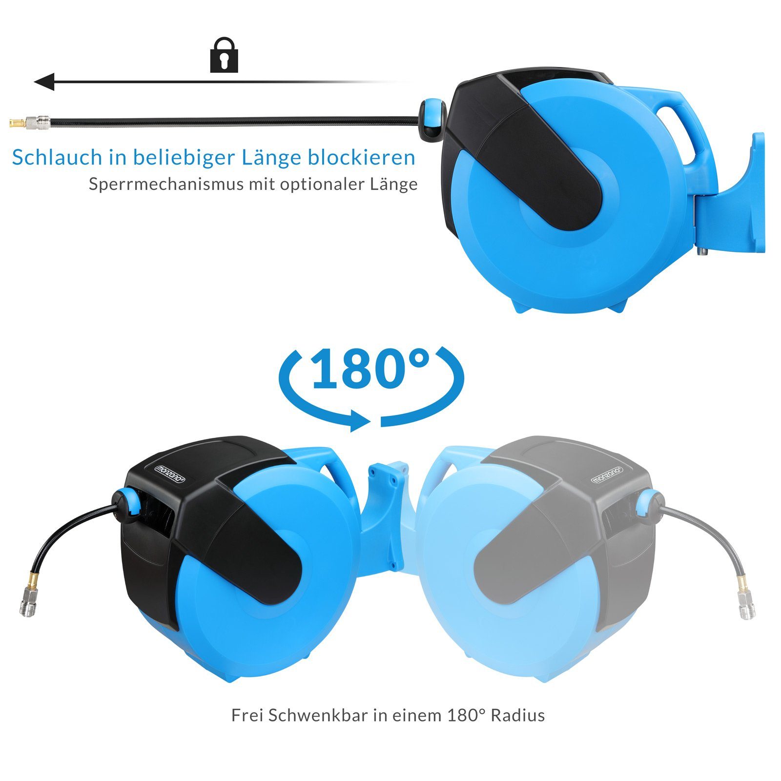 Deuba Schlauchtrommel, Druckluftschlauch Aufroller automatisch 30m 1/4" Anschluss