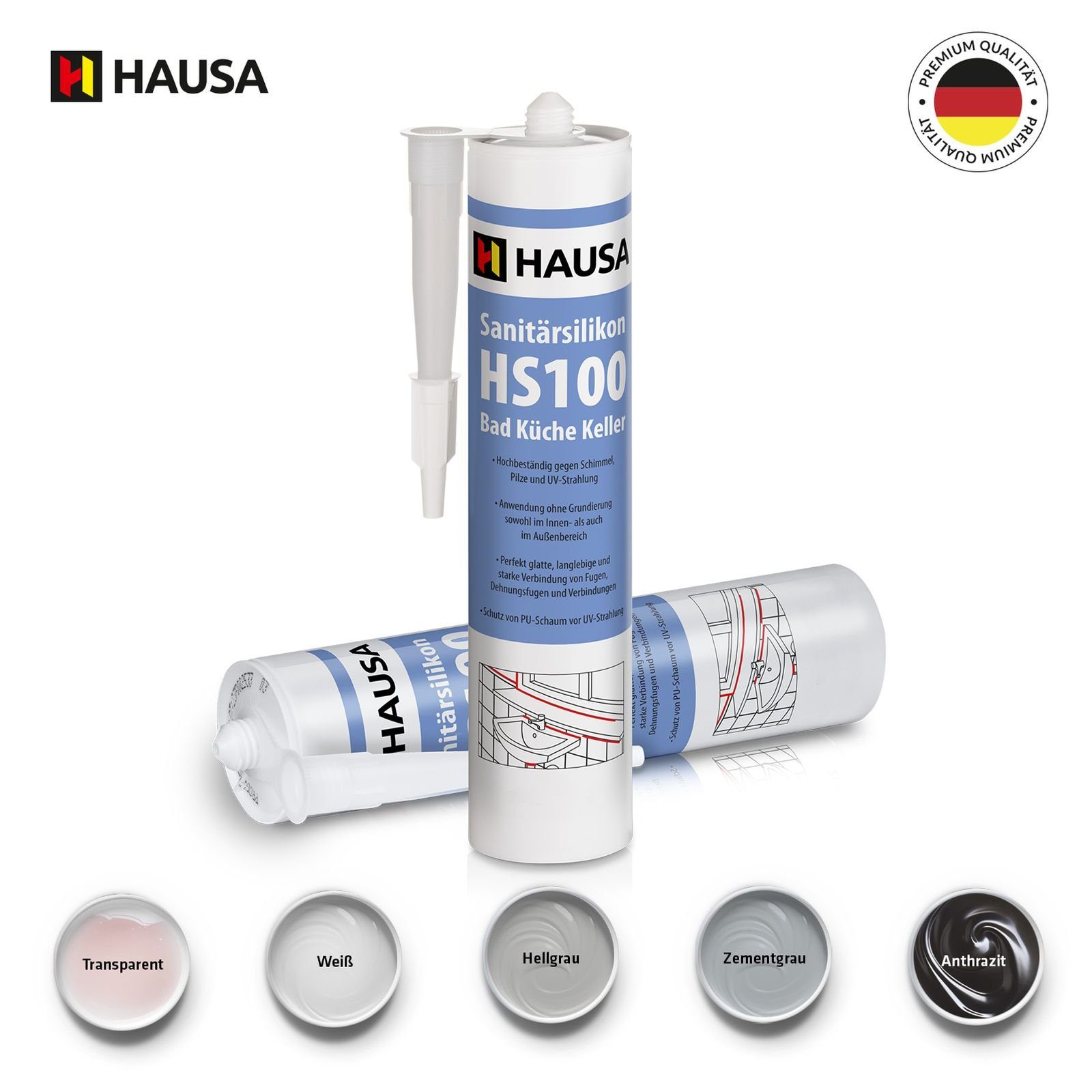 Hausa Silikon HS100, Sanitärsilikon HS100, Kartusche günstig online kaufen